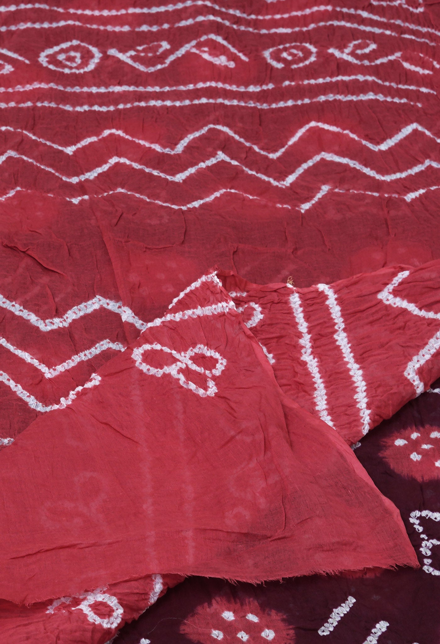 Dark Brown Pure Bandhani Mulmul Cotton Saree-UNM82622