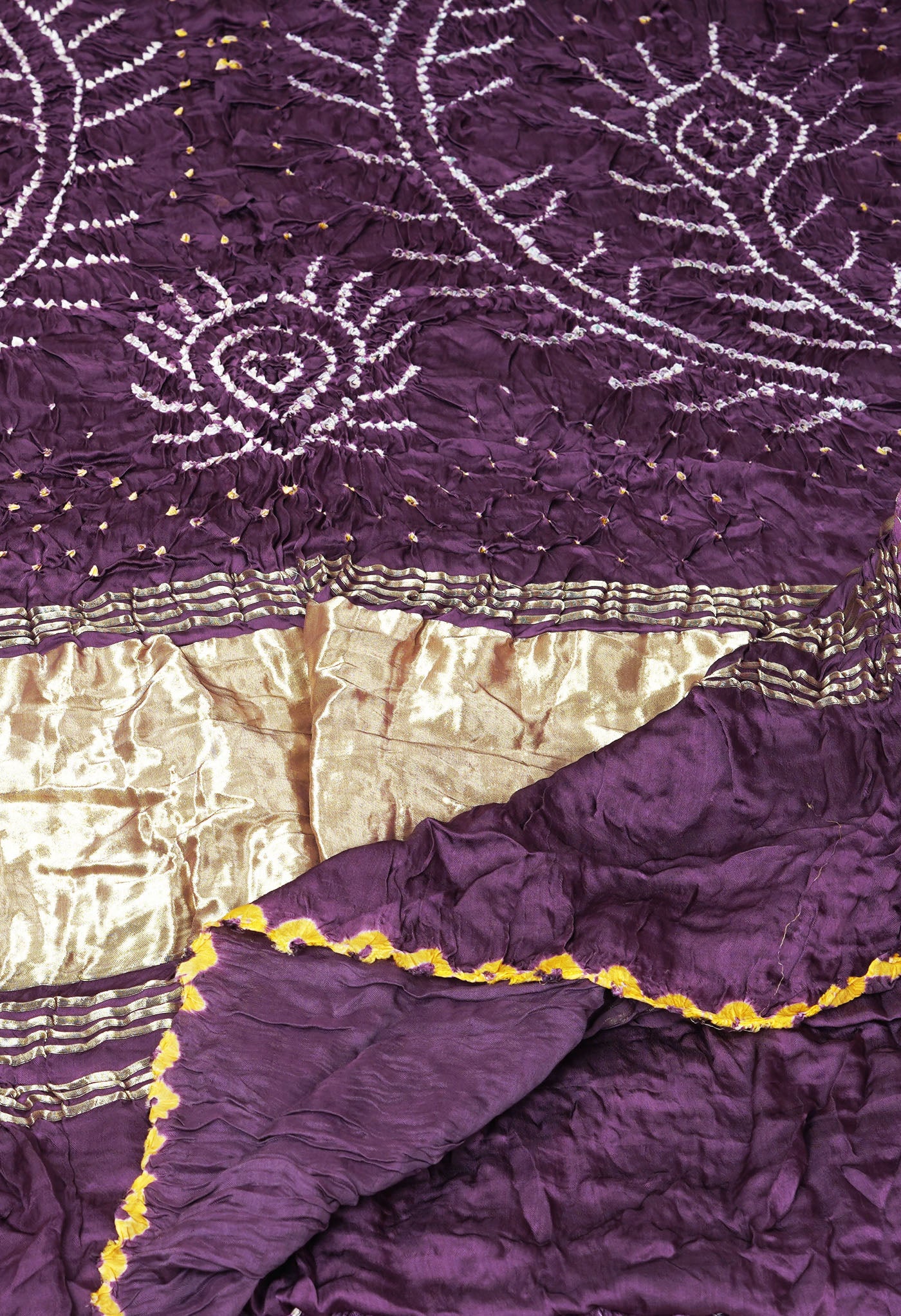 Plum Purple Pure Bandhani Gaji Soft Silk Saree-UNM82626