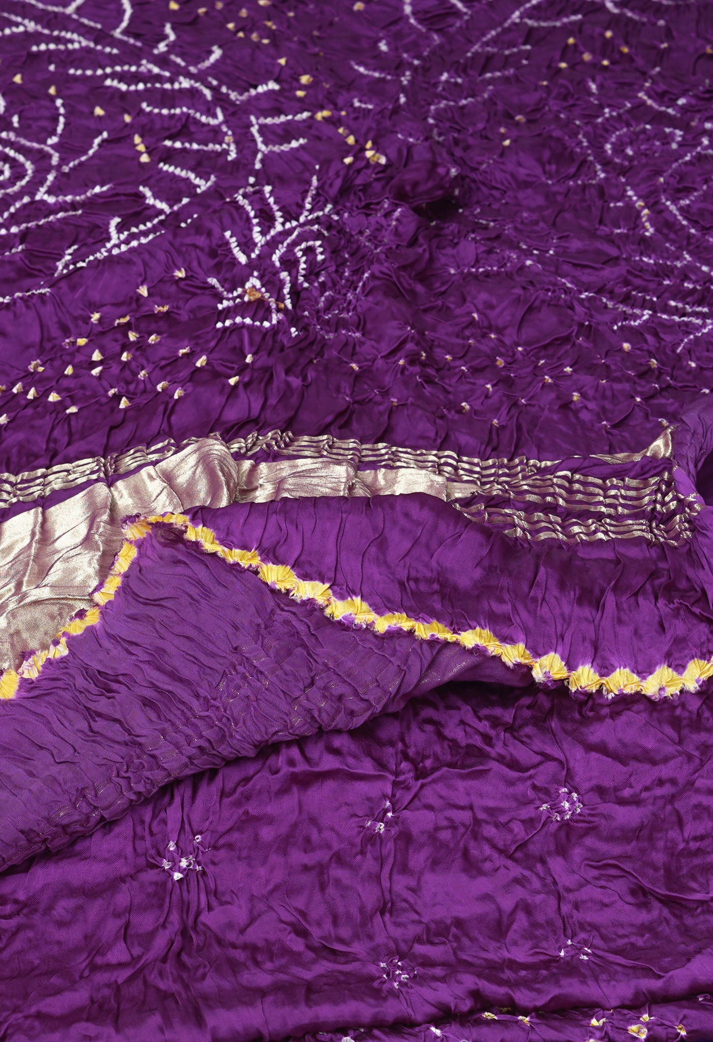 Purple Pure Bandhani Gaji Soft Silk Saree-UNM82630