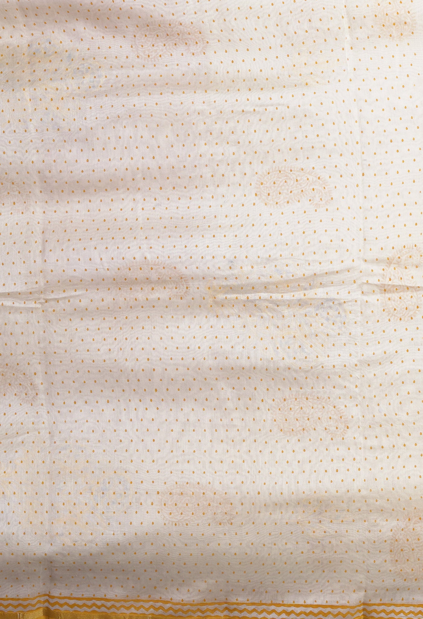 Cream Pure Block printed With Embroidery Chanderi Sico Saree-UNM82634