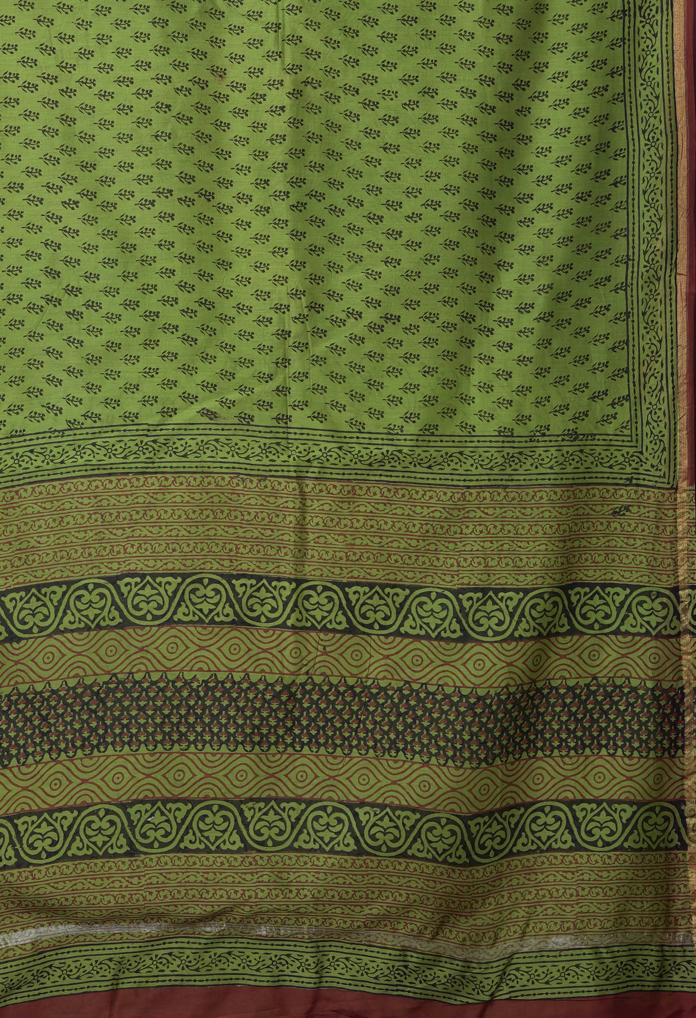 Green Pure Bagru Kalamkari Printed Chanderi Sico Saree-UNM82636