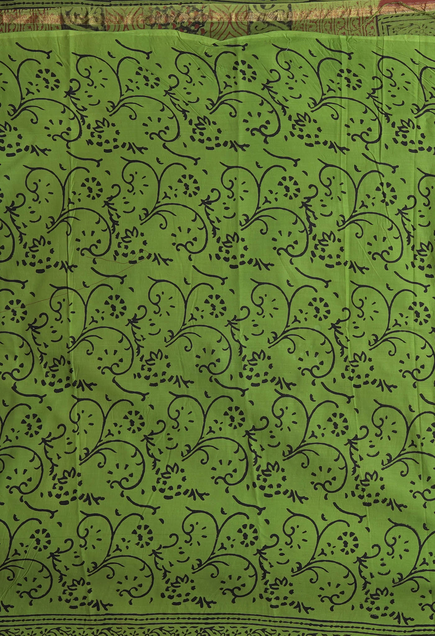 Green Pure Bagru Kalamkari Printed Chanderi Sico Saree-UNM82636