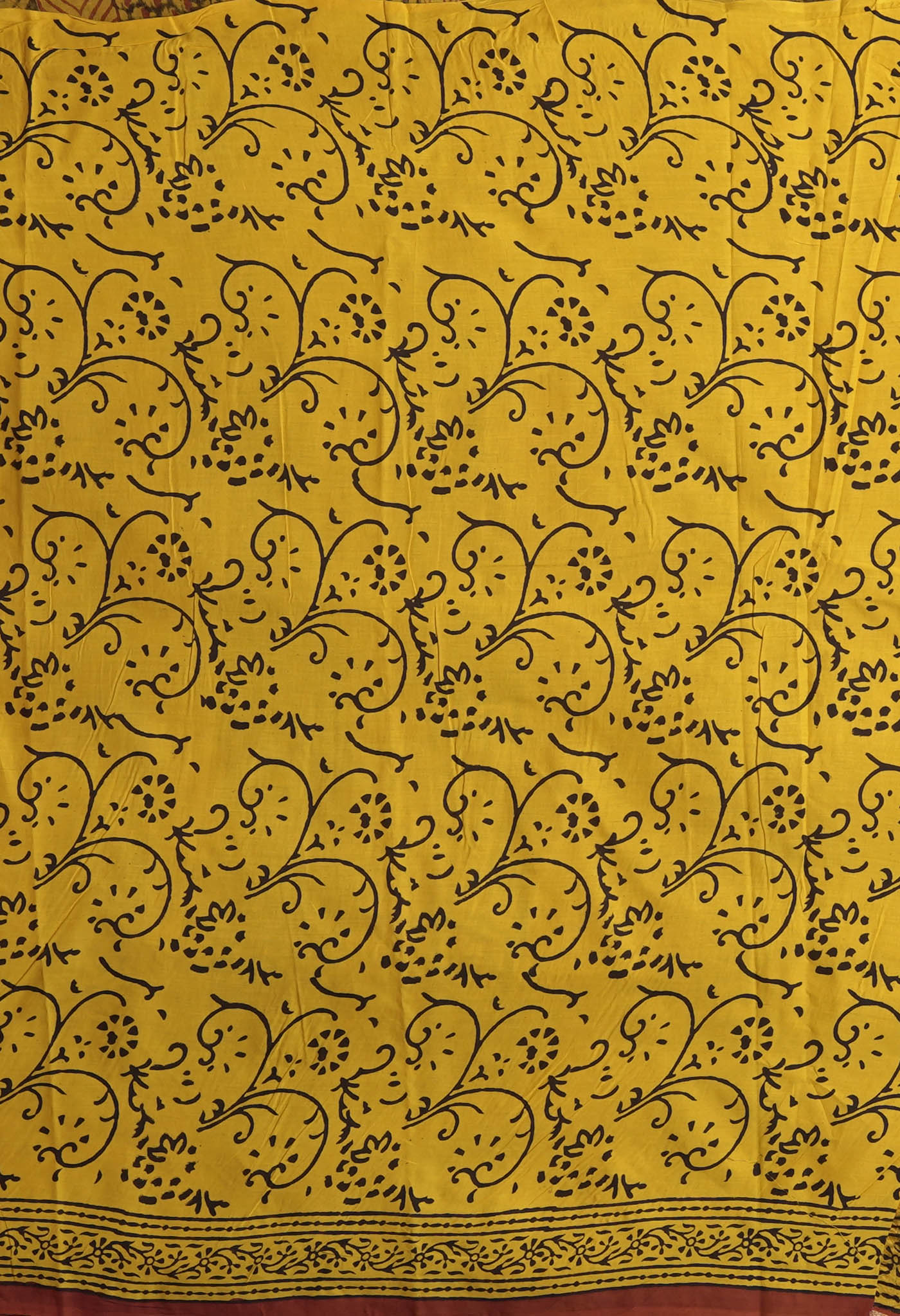 Yellow Pure Bagru Kalamkari Printed Chanderi Sico Saree-UNM82637