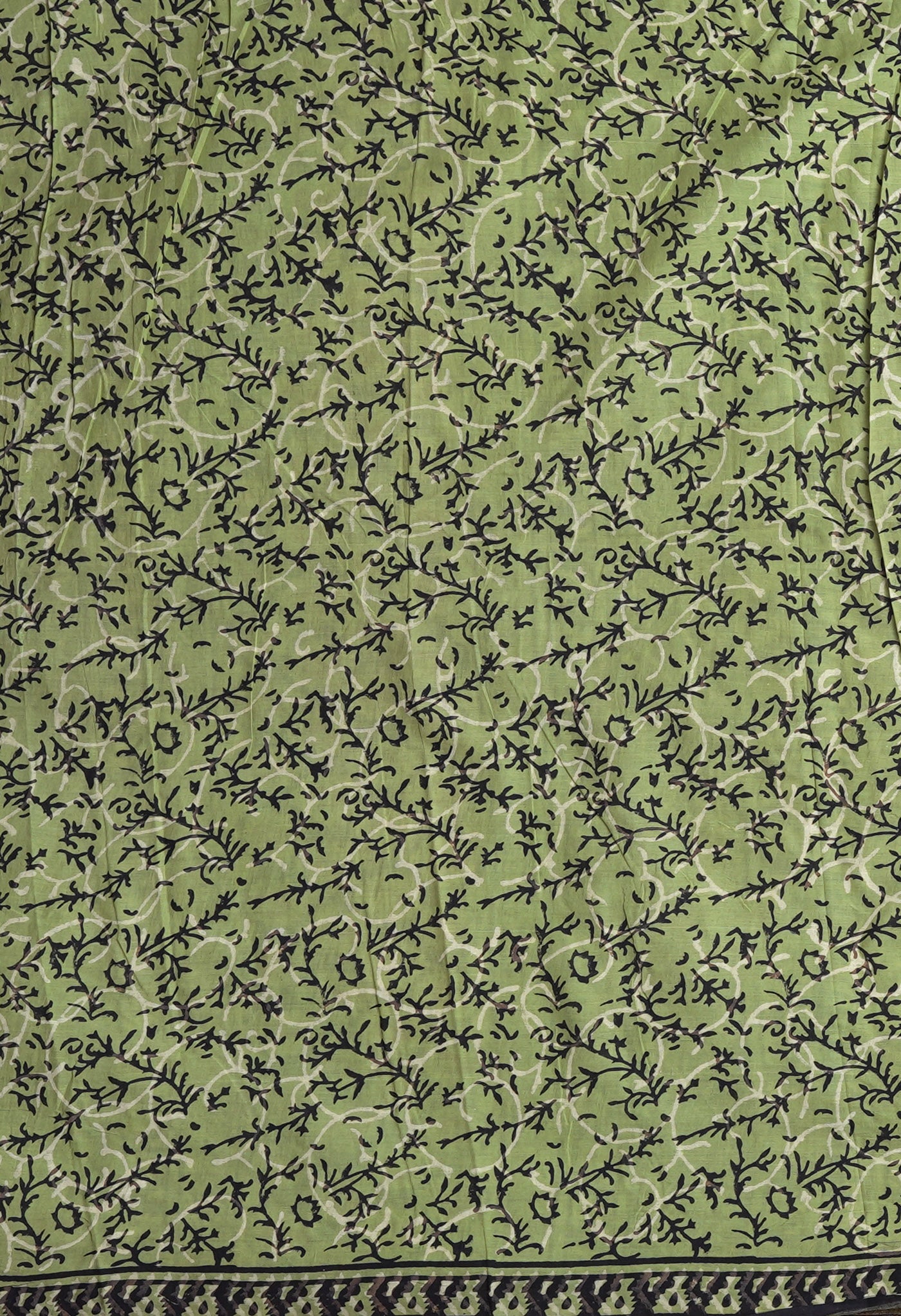 Black Pure Bagru Kalamkari Printed Chanderi Sico Saree-UNM82641