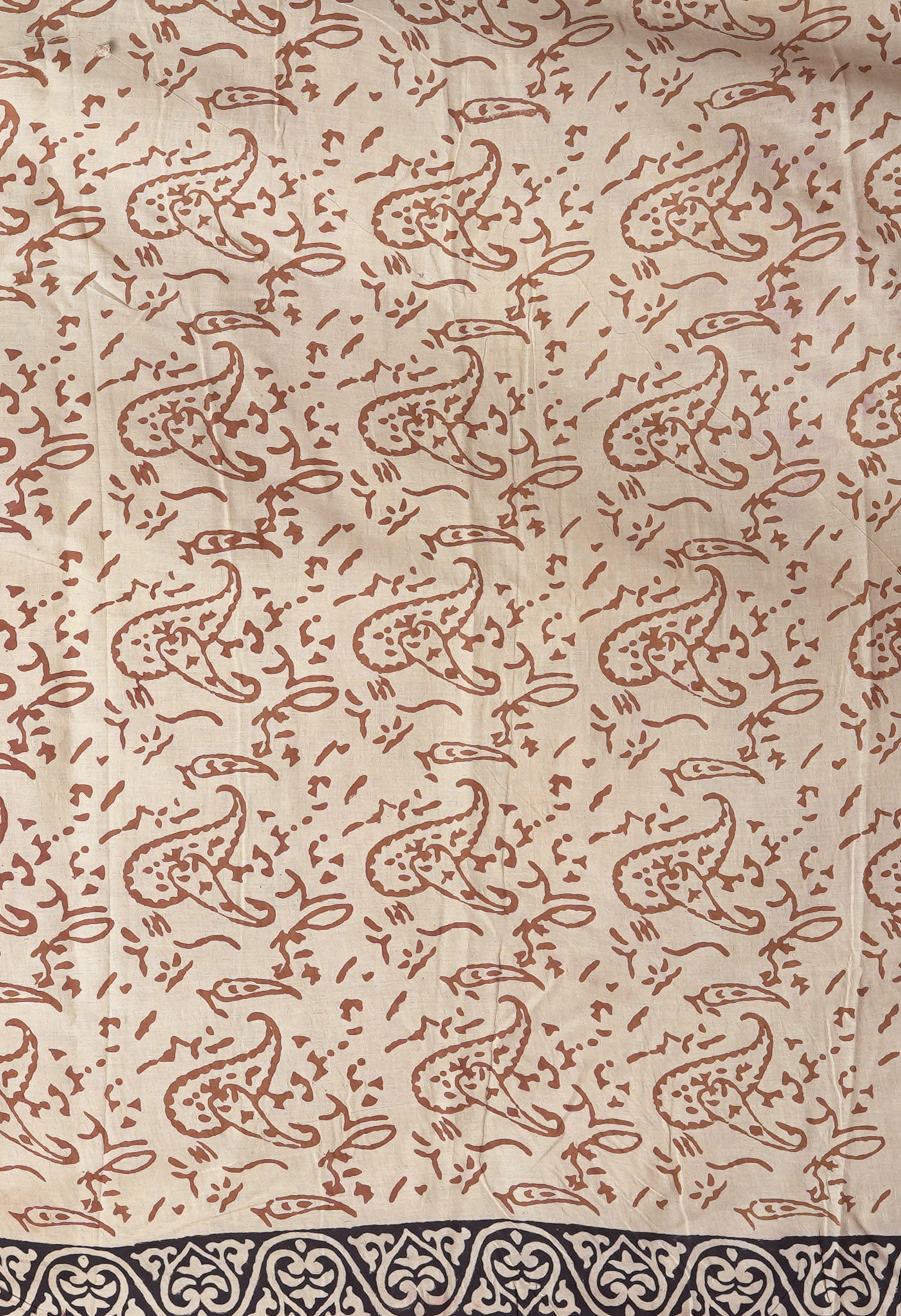 Cream Pure Bagru Kalamkari Printed Chanderi Sico Saree-UNM82643