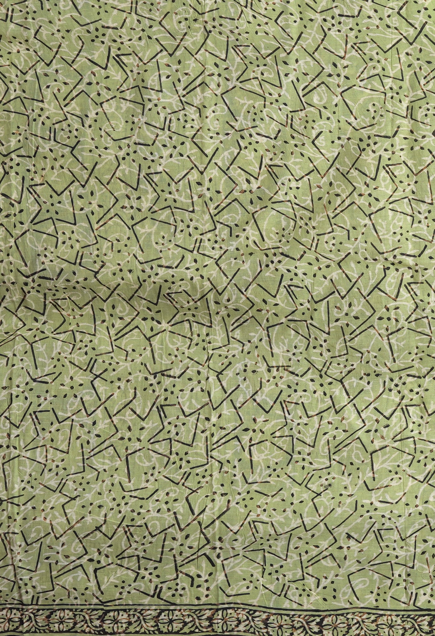 Green Pure Bagru Kalamkari Printed Chanderi Sico Saree-UNM82644