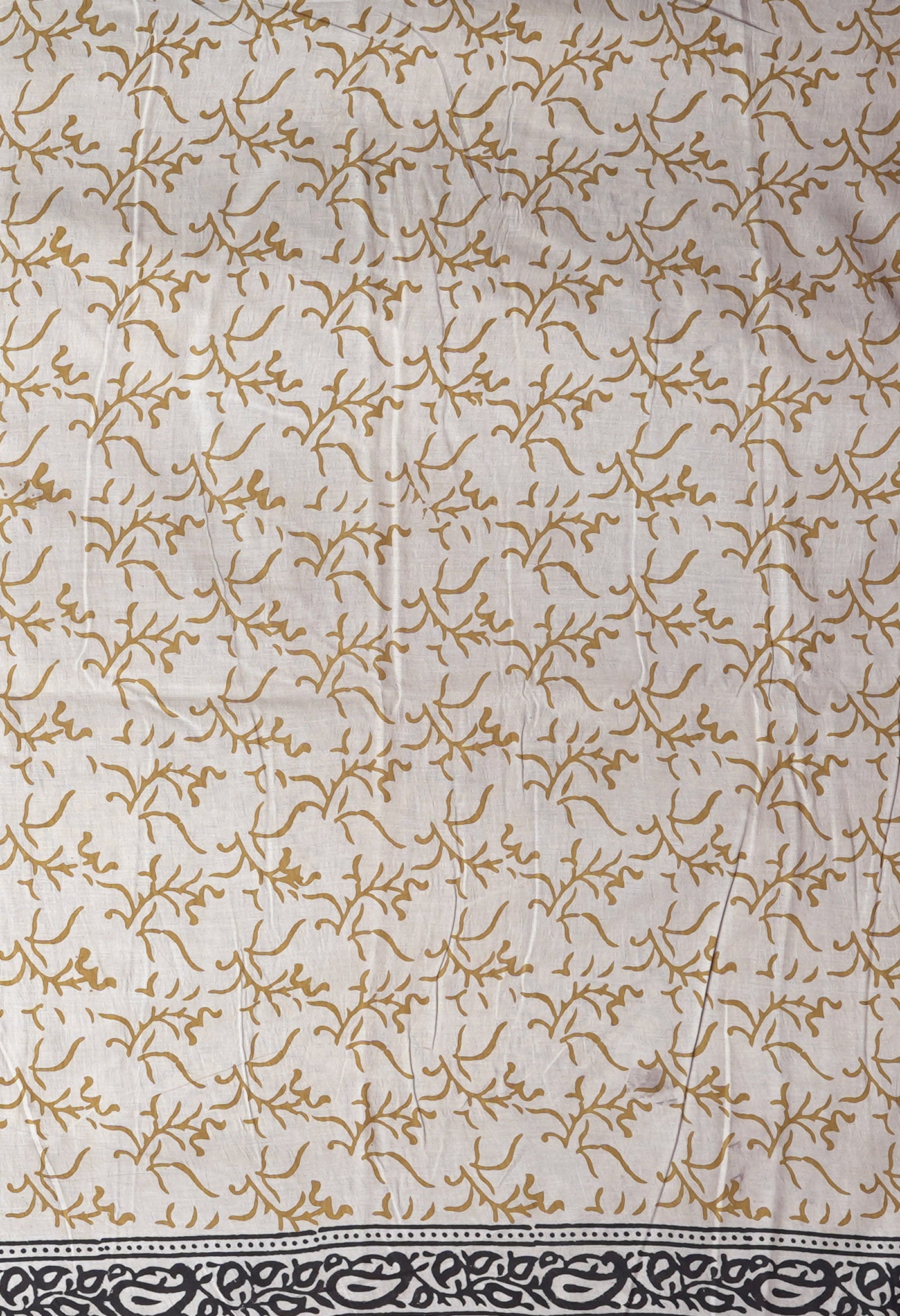 Cream Pure Bagru Kalamkari Printed Chanderi Sico Saree-UNM82647