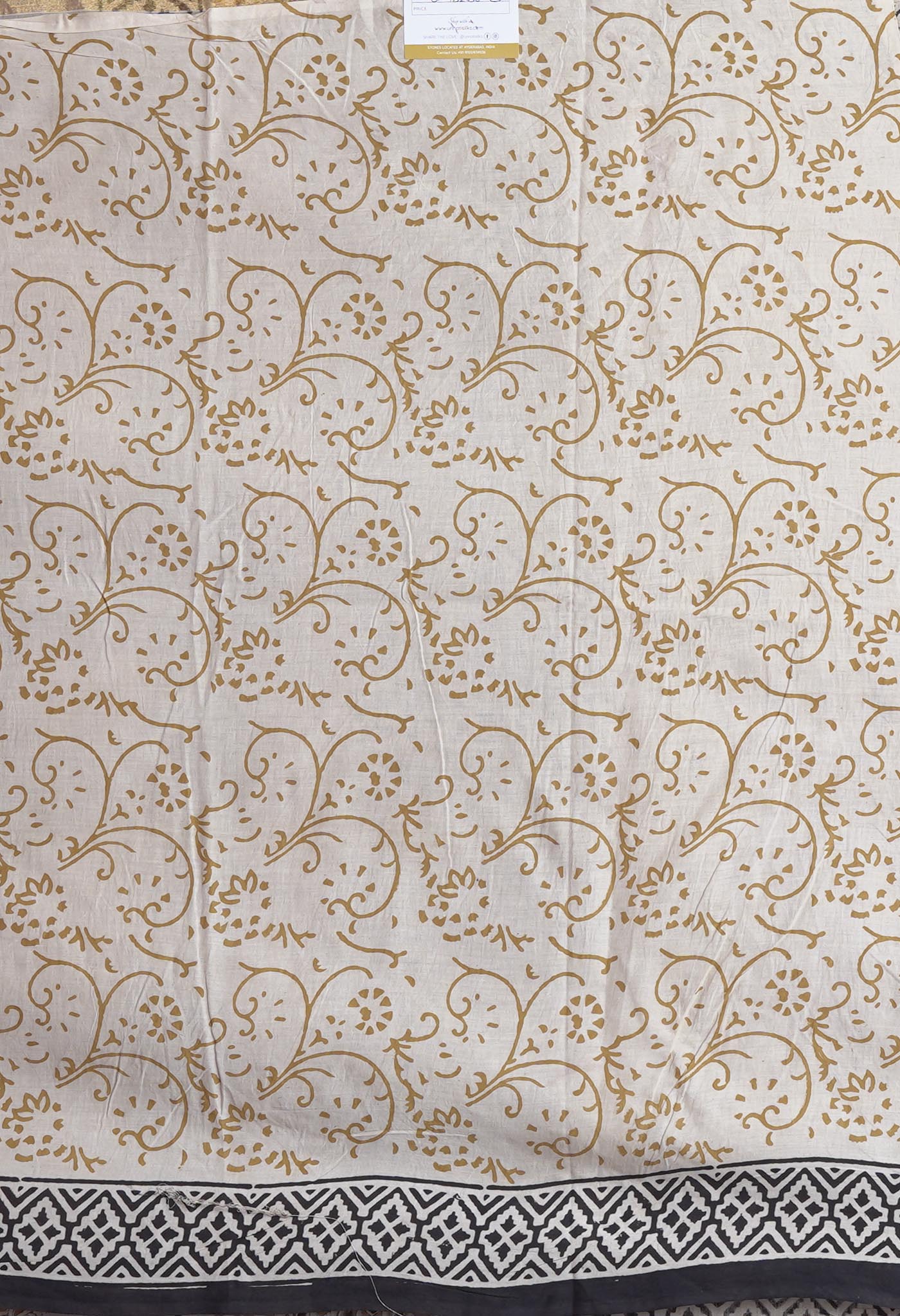 Cream Pure Bagru Kalamkari Printed Chanderi Sico Saree-UNM82650