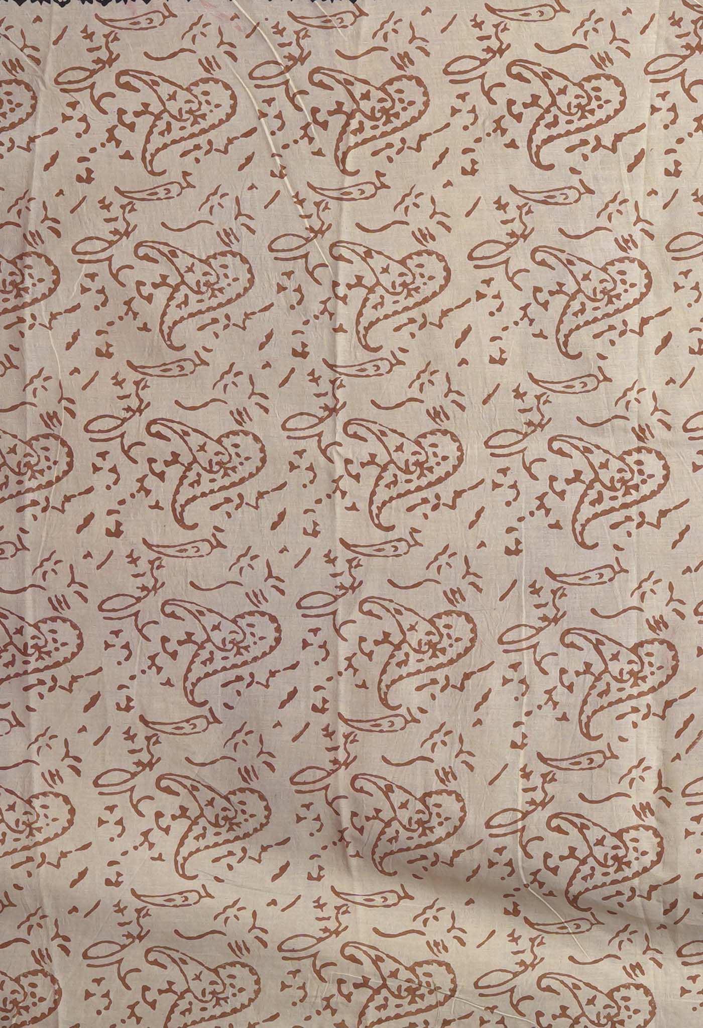 Cream Pure Bagru Kalamkari Printed Chanderi Sico Saree-UNM82653