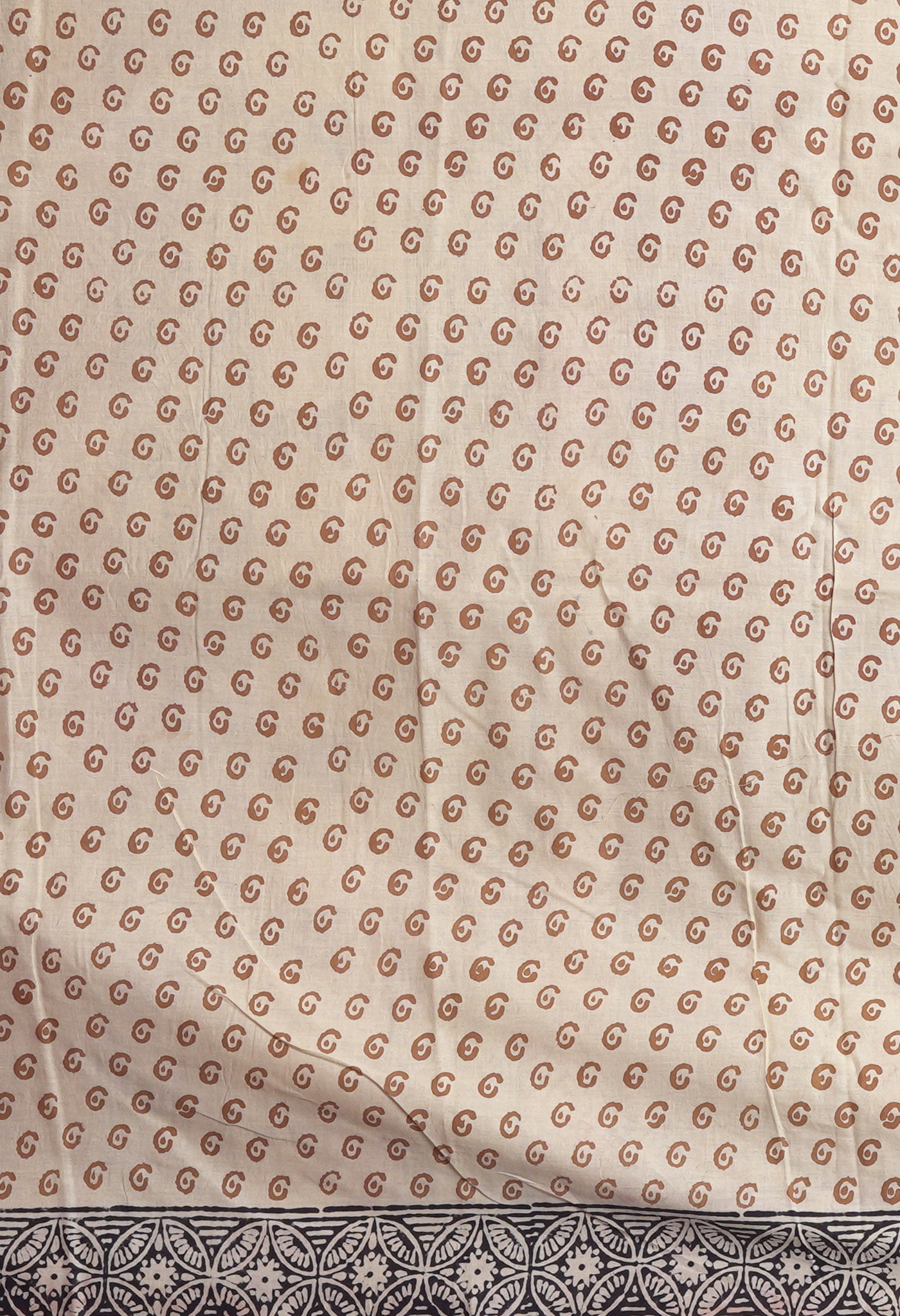 Cream Pure Bagru Kalamkari Printed Chanderi Sico Saree-UNM82659