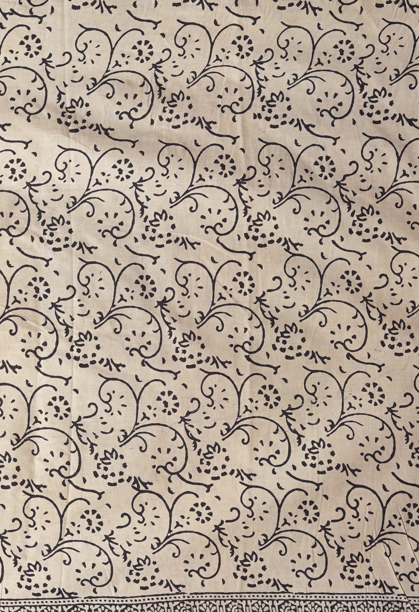 Cream Pure Bagru Kalamkari Printed Chanderi Sico Saree-UNM82662