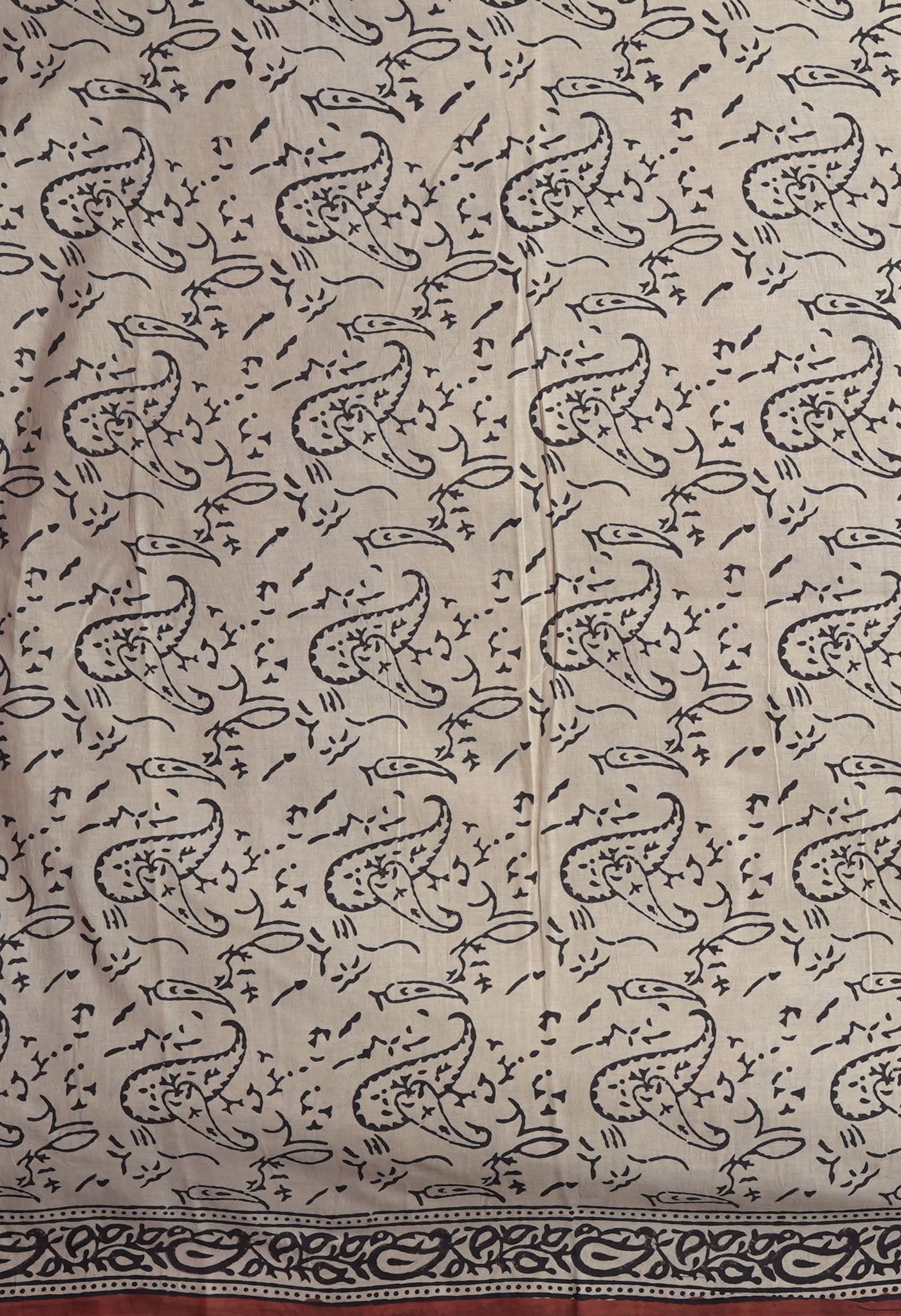 Cream Pure Bagru Kalamkari Printed Chanderi Sico Saree-UNM82663