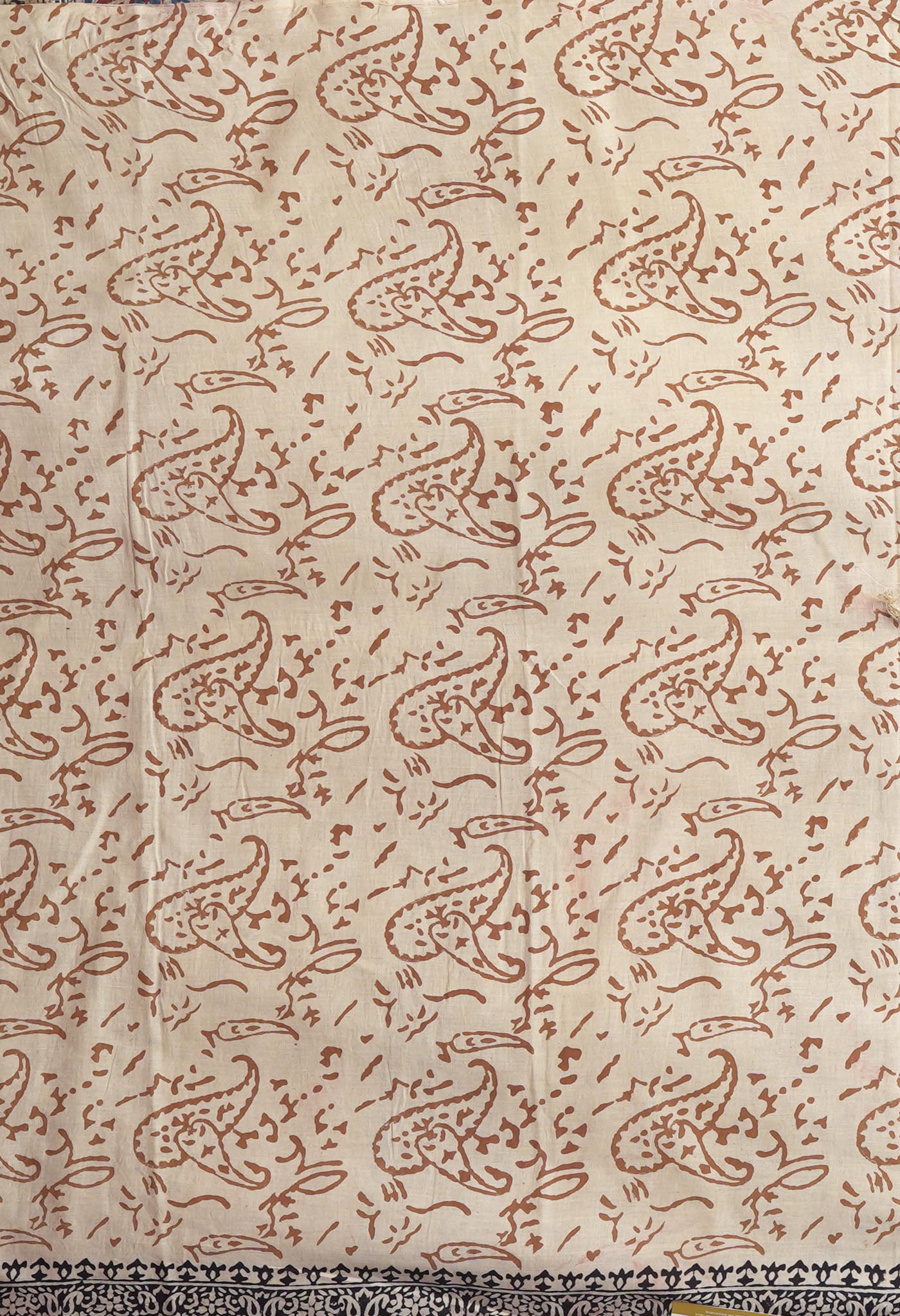 Cream Pure Bagru Kalamkari Printed Chanderi Sico Saree-UNM82664
