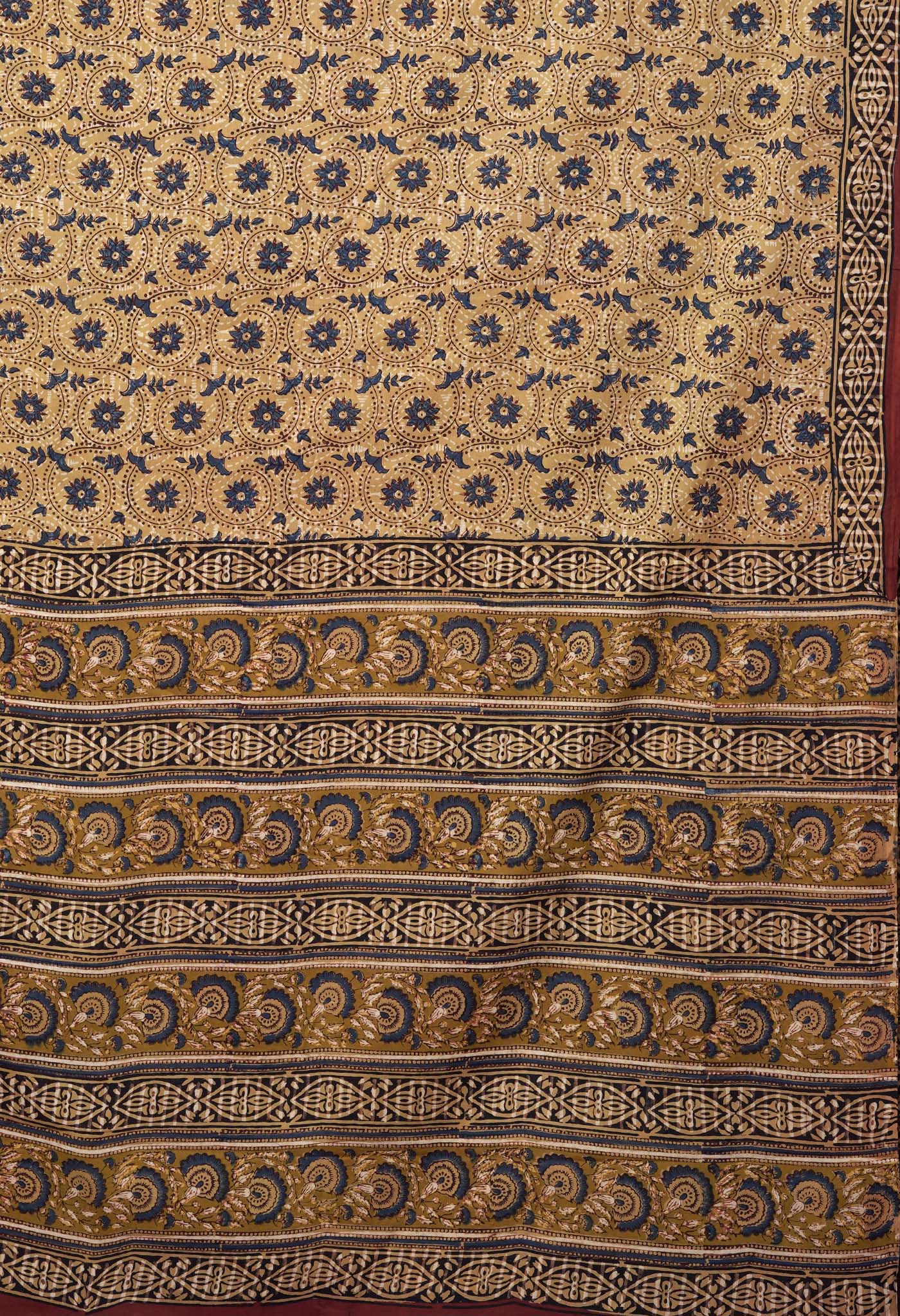 Brown Pure Bagru Block Printed Soft Cotton Saree-UNM82671