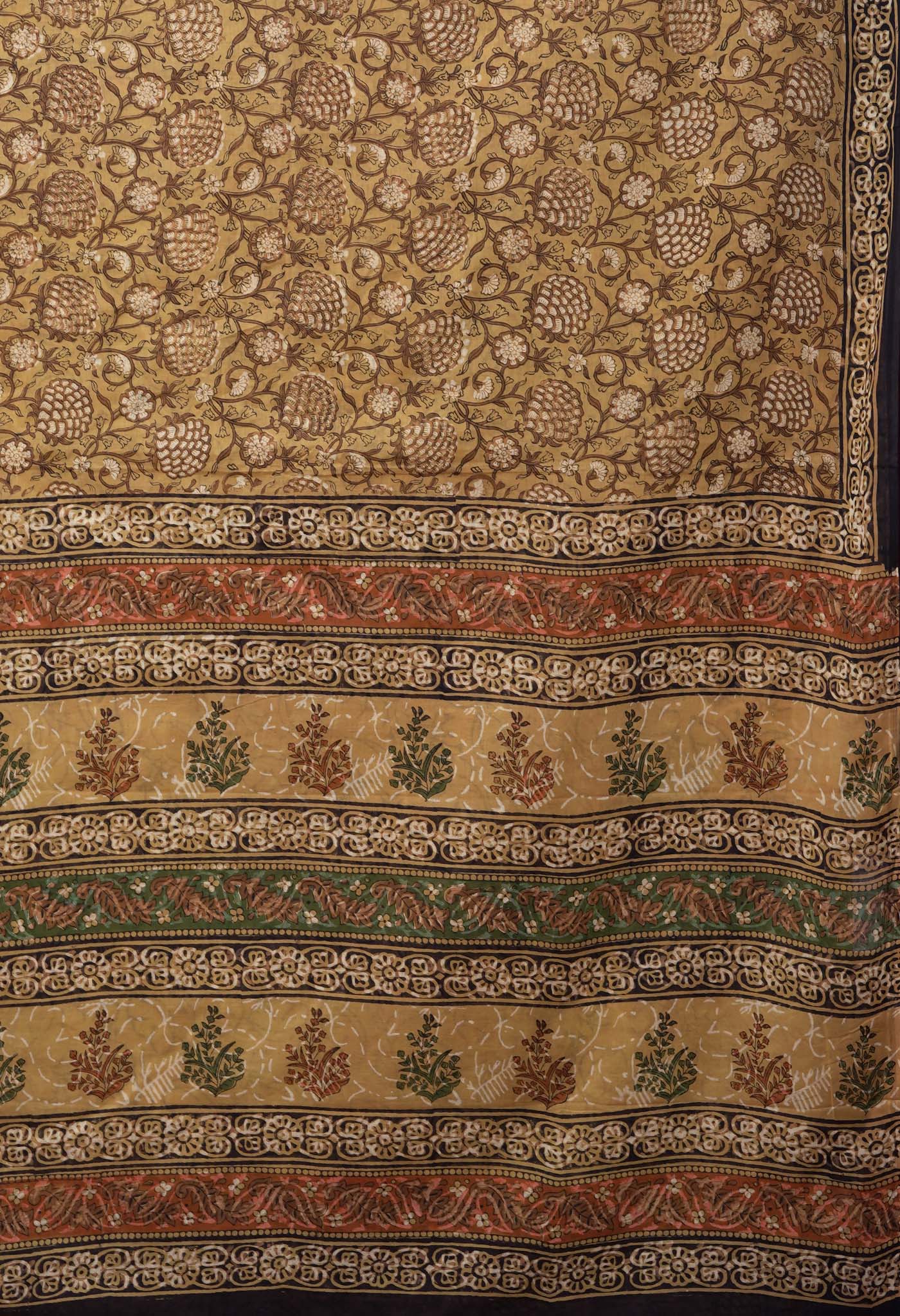 Brown Pure Bagru Block Printed Soft Cotton Saree-UNM82677