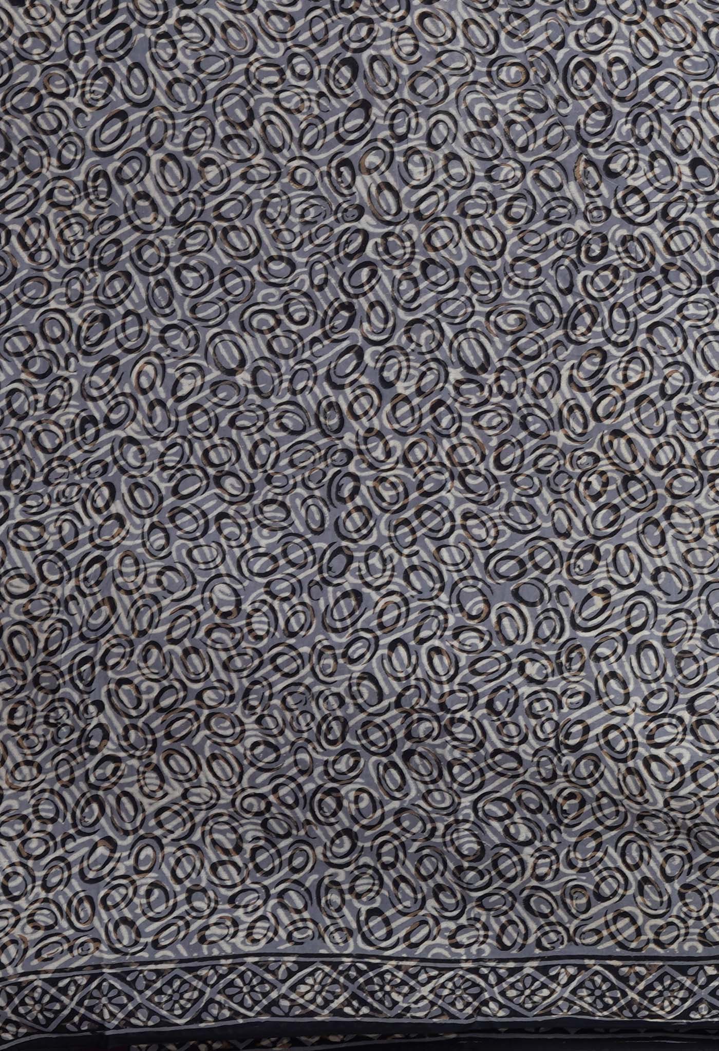 Olive Green Pure Bagru Block Printed Soft Cotton Saree-UNM82678