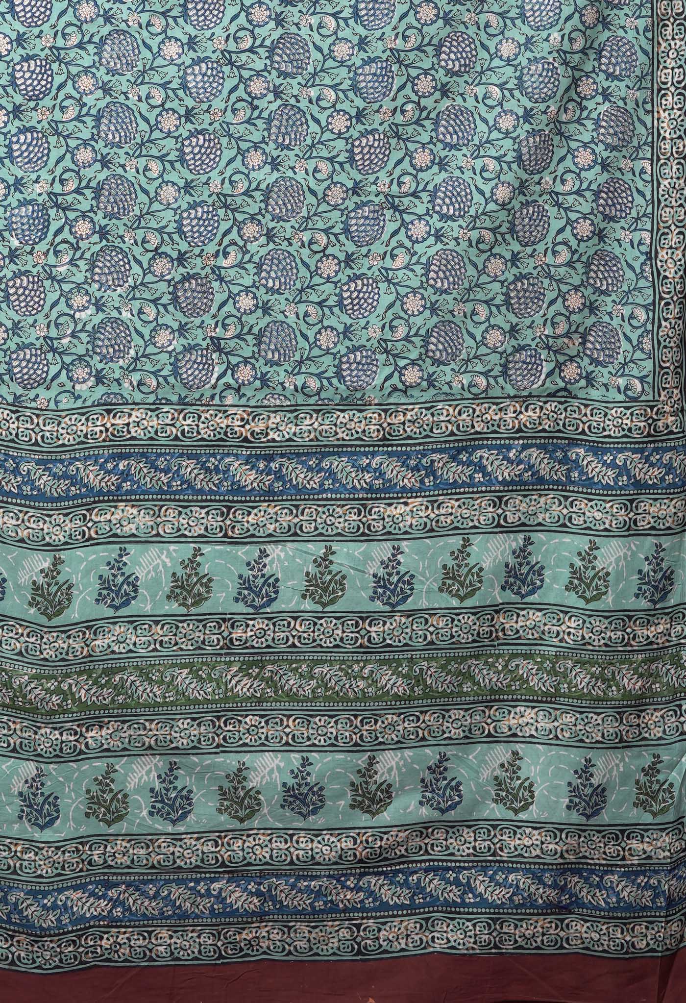 Blue Pure Bagru Block Printed Soft Cotton Saree-UNM82683