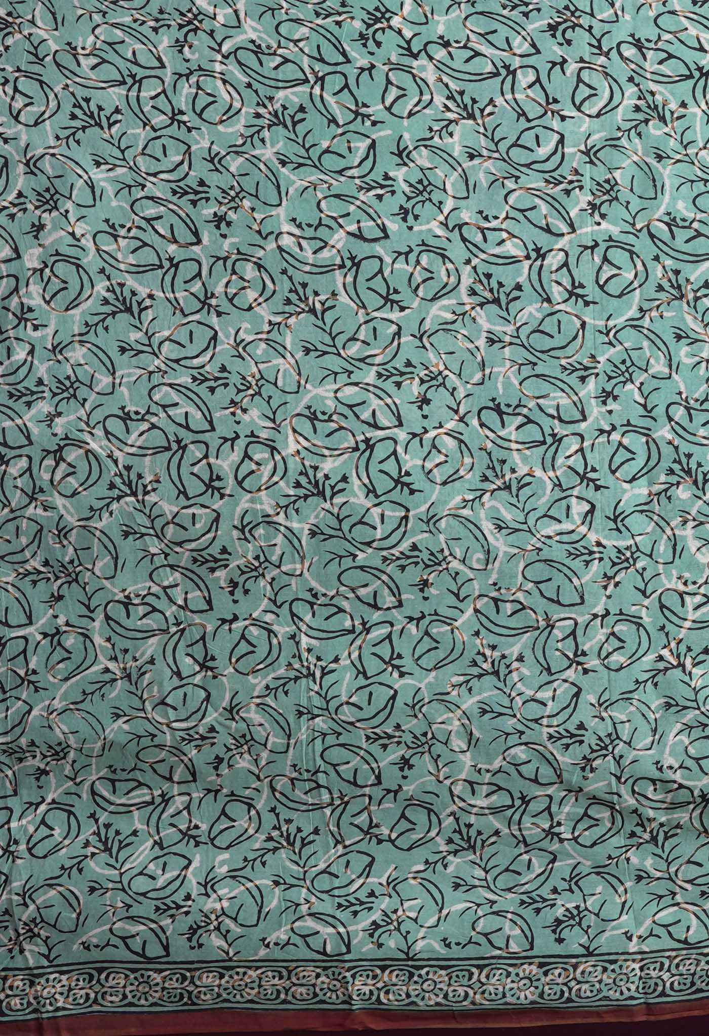 Blue Pure Bagru Block Printed Soft Cotton Saree-UNM82683