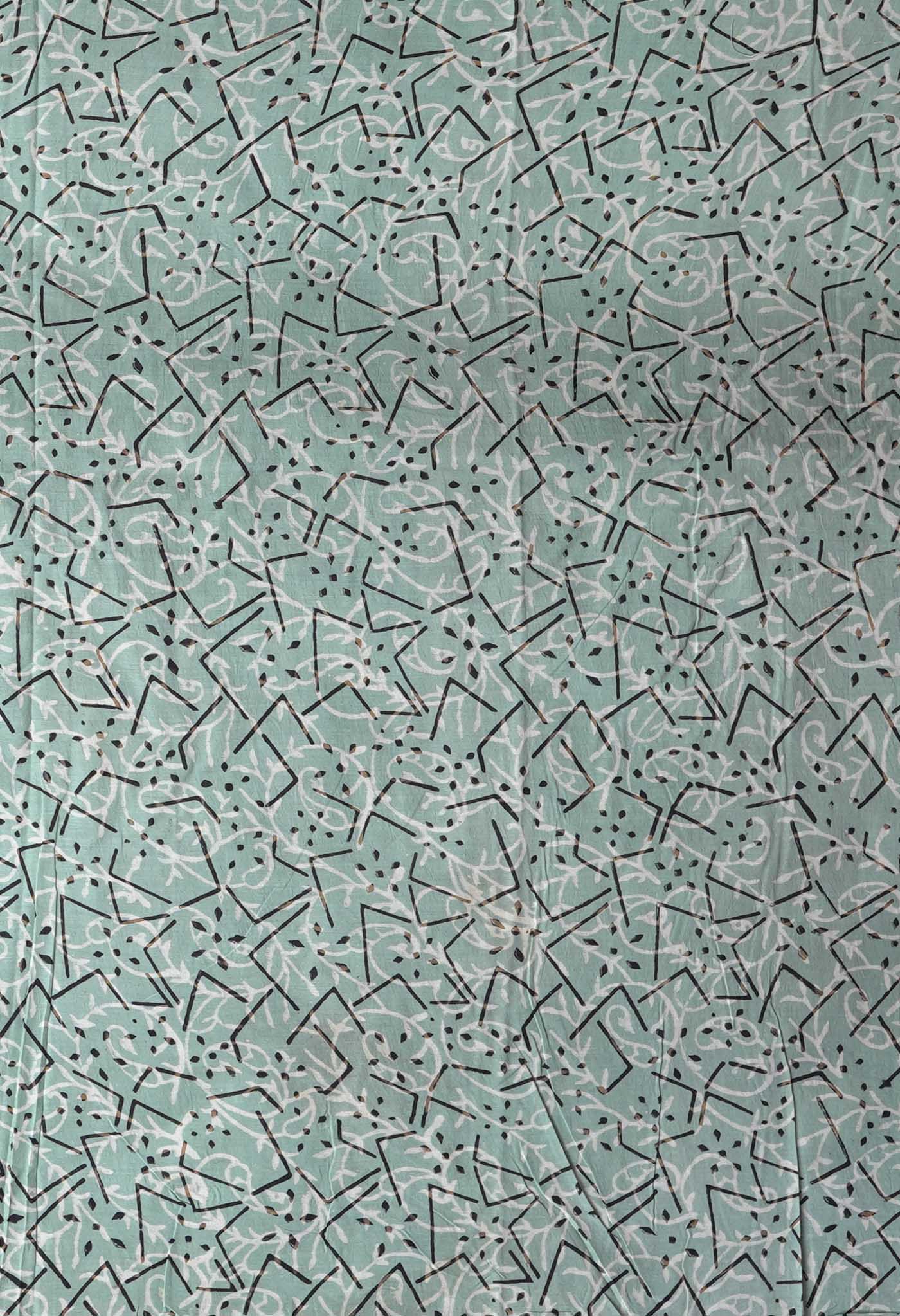 Pale Blue Pure Bagru Block Printed Chanderi Sico Saree-UNM82701
