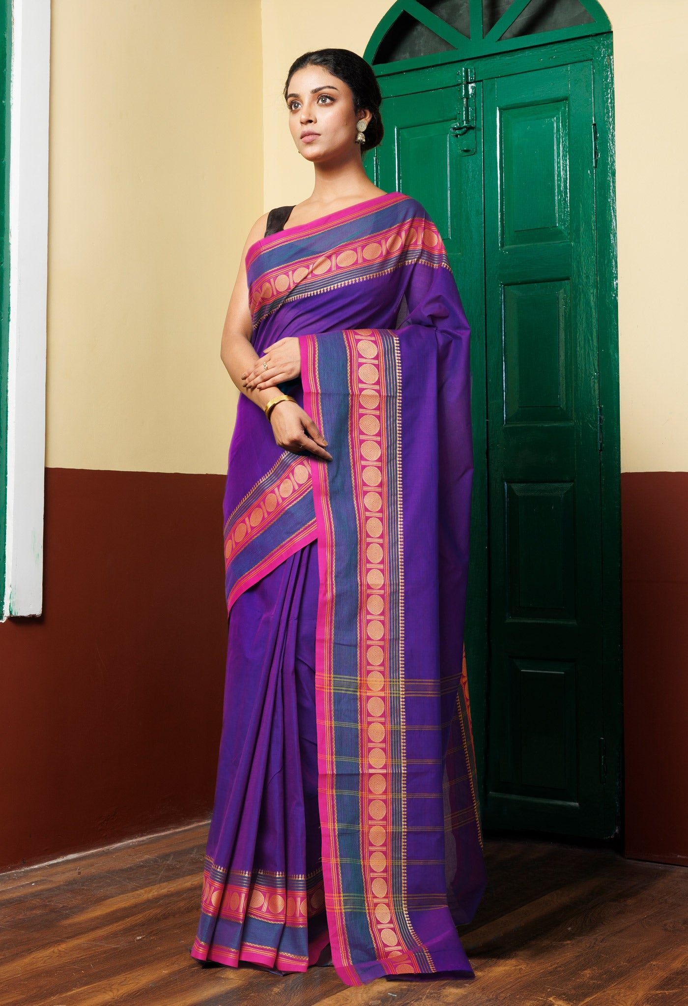 Purple Pure Pavani Handcrafted Kanchi Cotton Saree-UNM82722