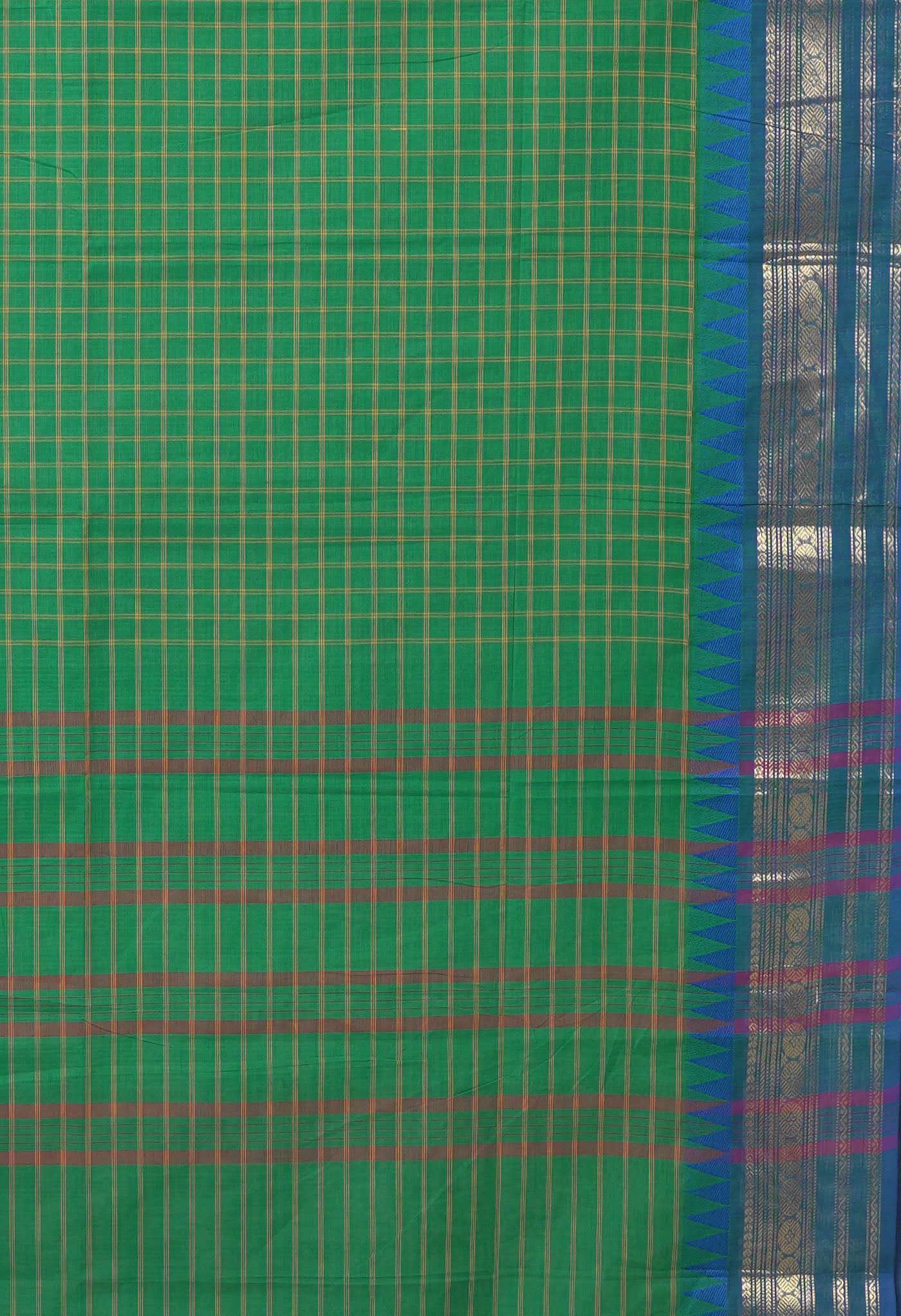 Green Pure Pavani Handcrafted Kanchi Cotton Saree-UNM82749