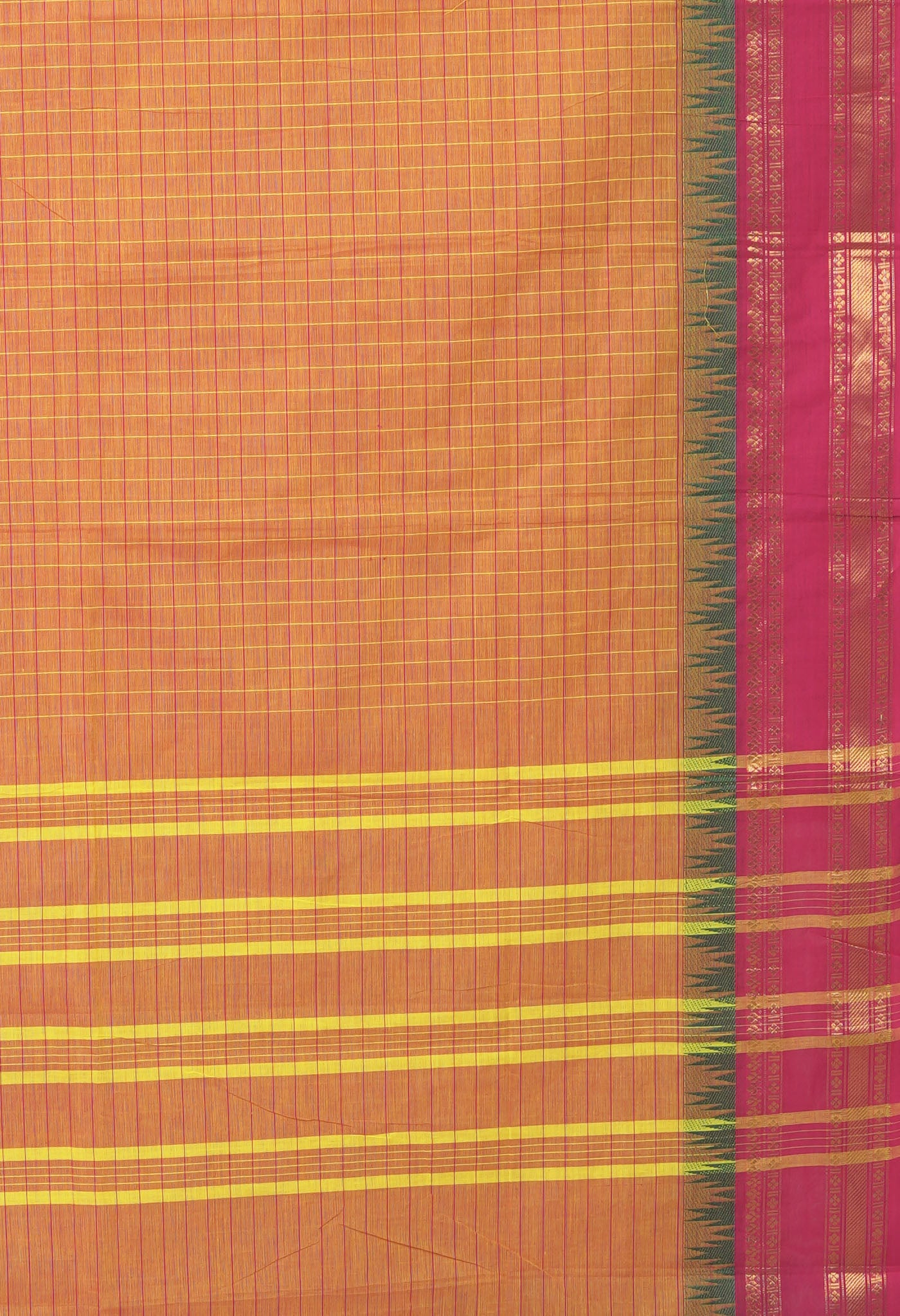 Orange Pure Pure Pavani Handcrafted Kanchi Cotton Saree-UNM82755