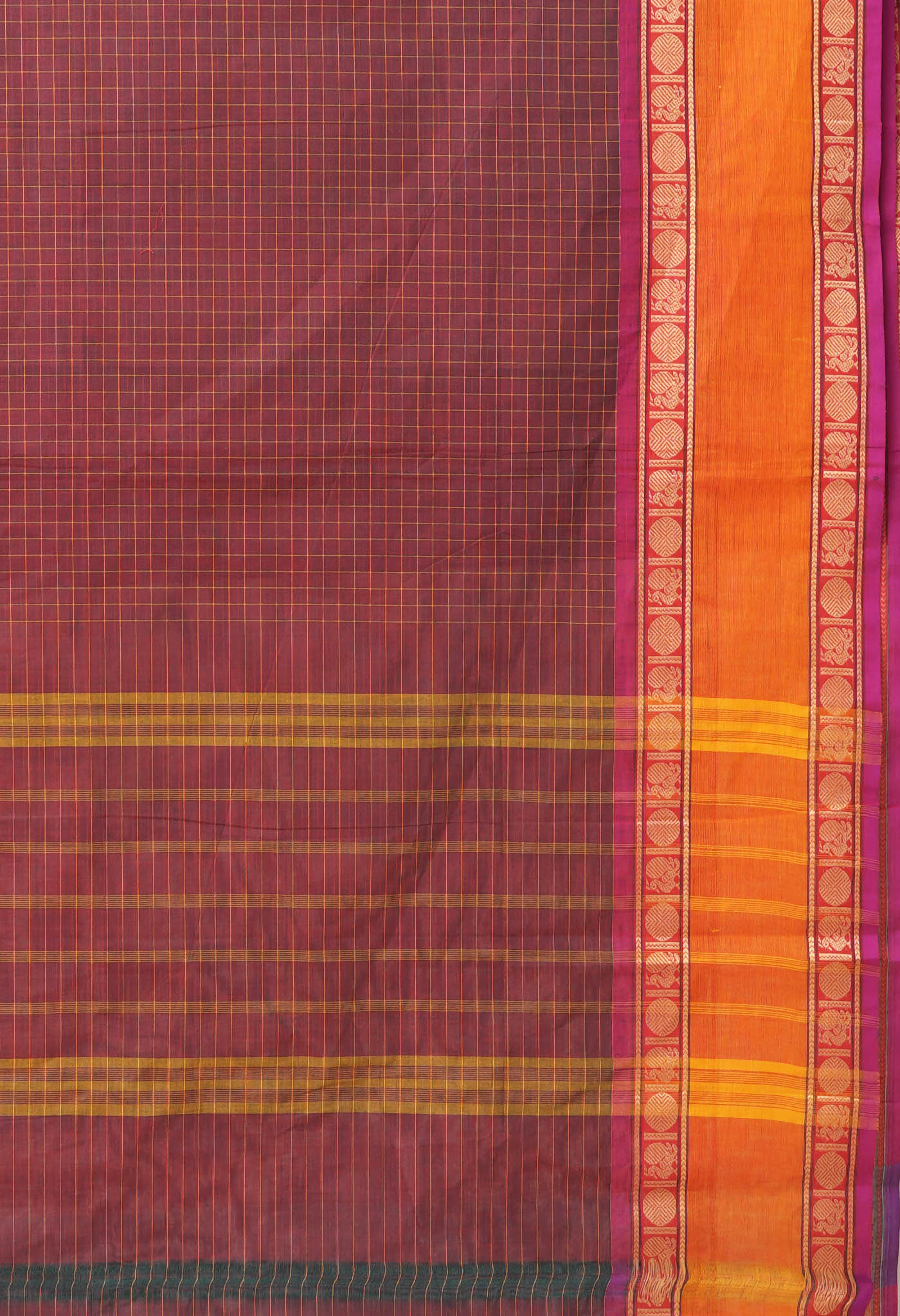 Burgundy Pure Pavani Handcrafted Kanchi Cotton Saree-UNM82795