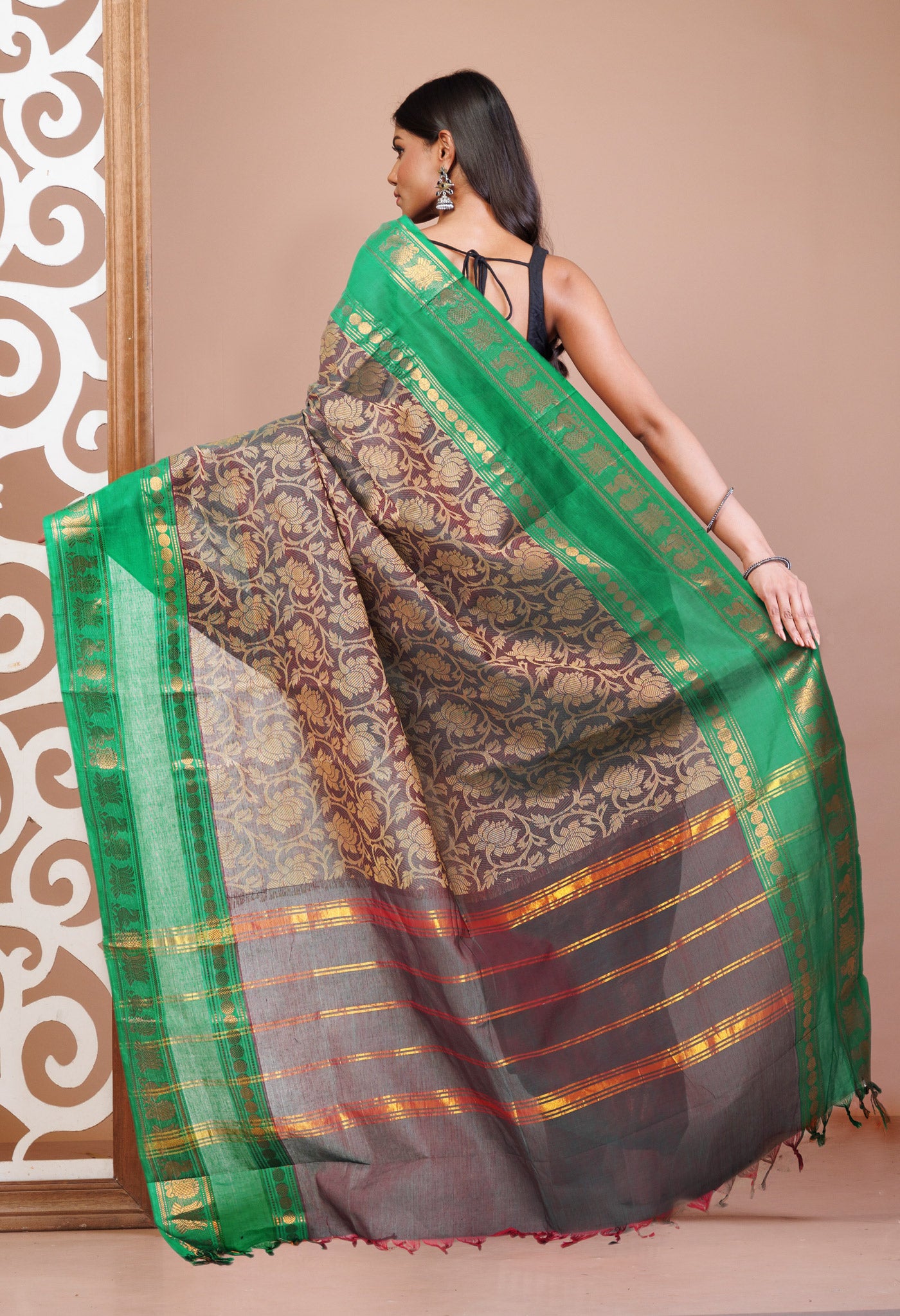 Red Pure Pavani Handcrafted Jacquard Chettinad Cotton Saree-UNM82799