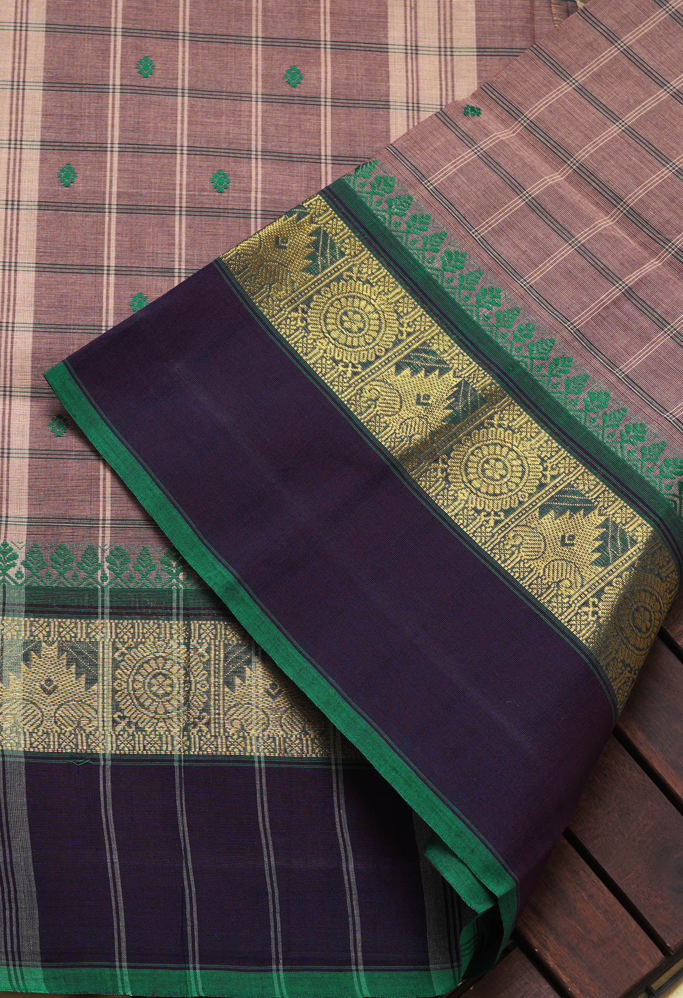 Brown Pure Pavani Handcrafted Kanchi Cotton Saree-UNM82824