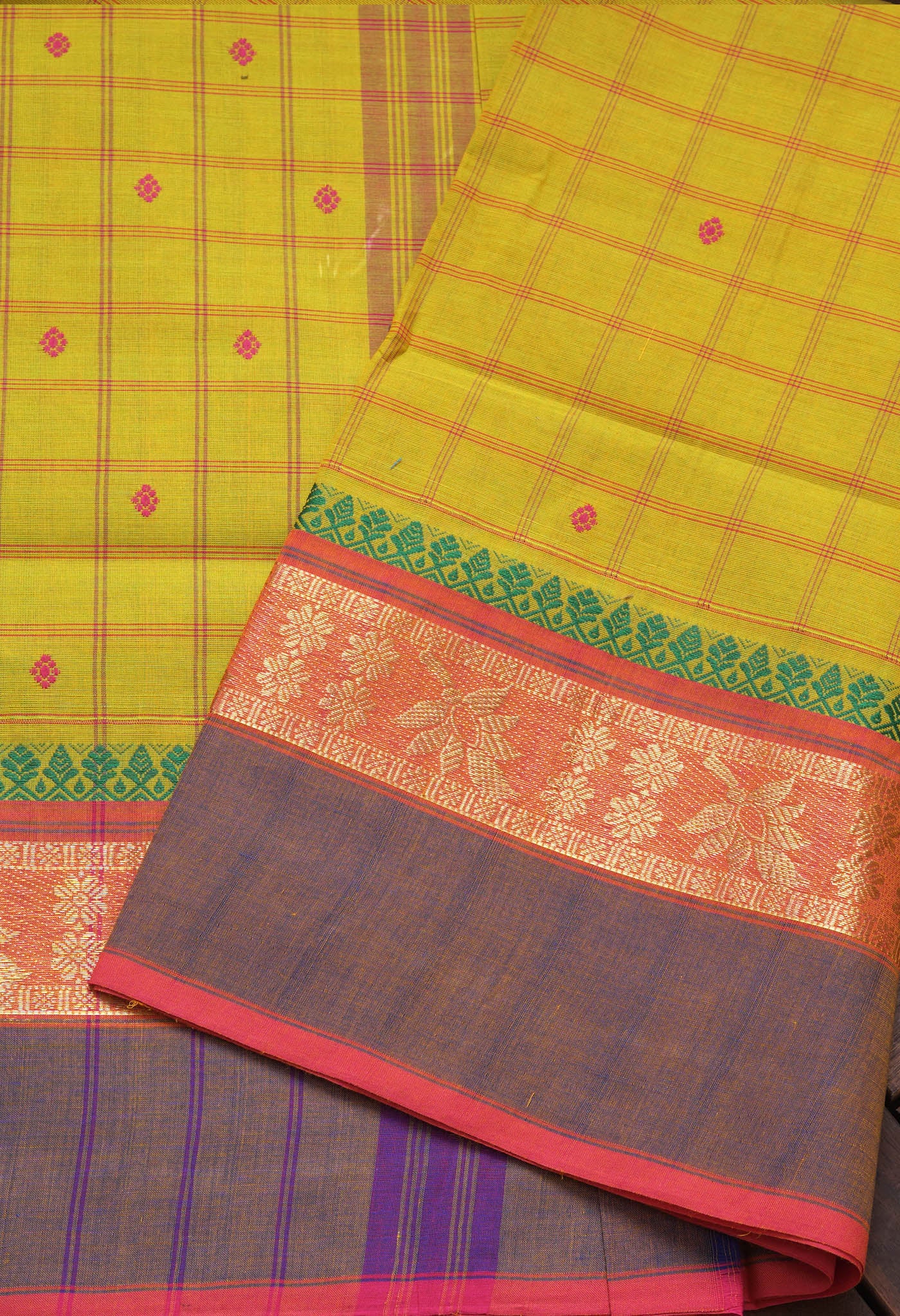 Green Pure Pavani Handcrafted Kanchi Cotton Saree-UNM82827