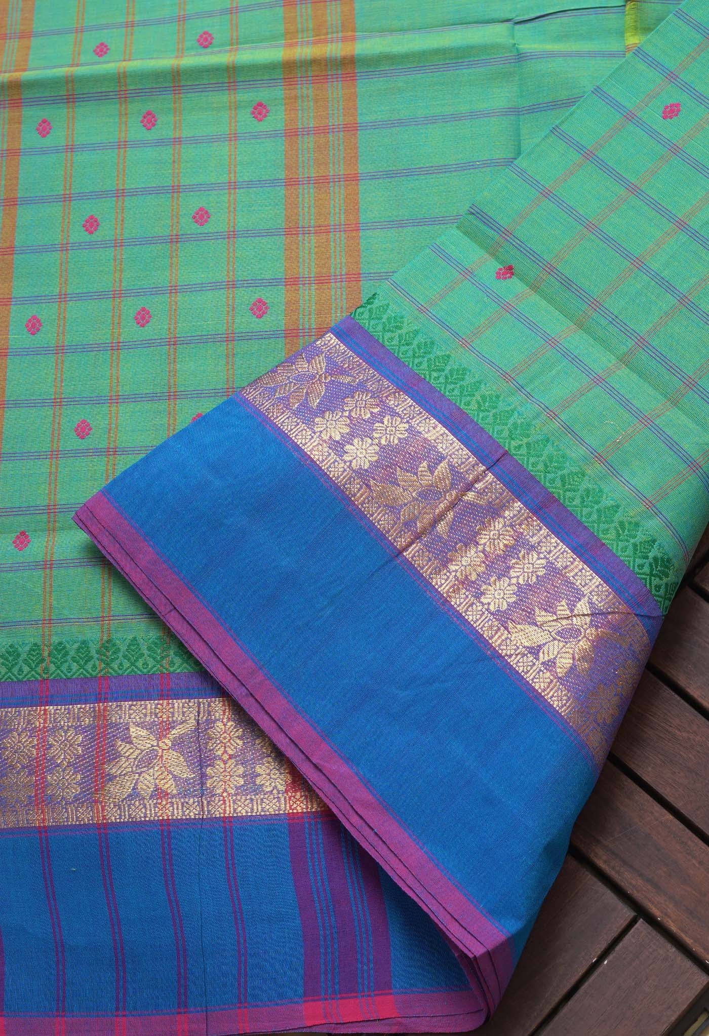 Green Pure Pavani Handcrafted Kanchi Cotton Saree-UNM82834