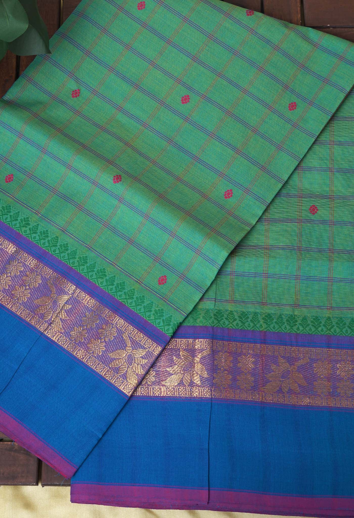 Green Pure Pavani Handcrafted Kanchi Cotton Saree-UNM82834