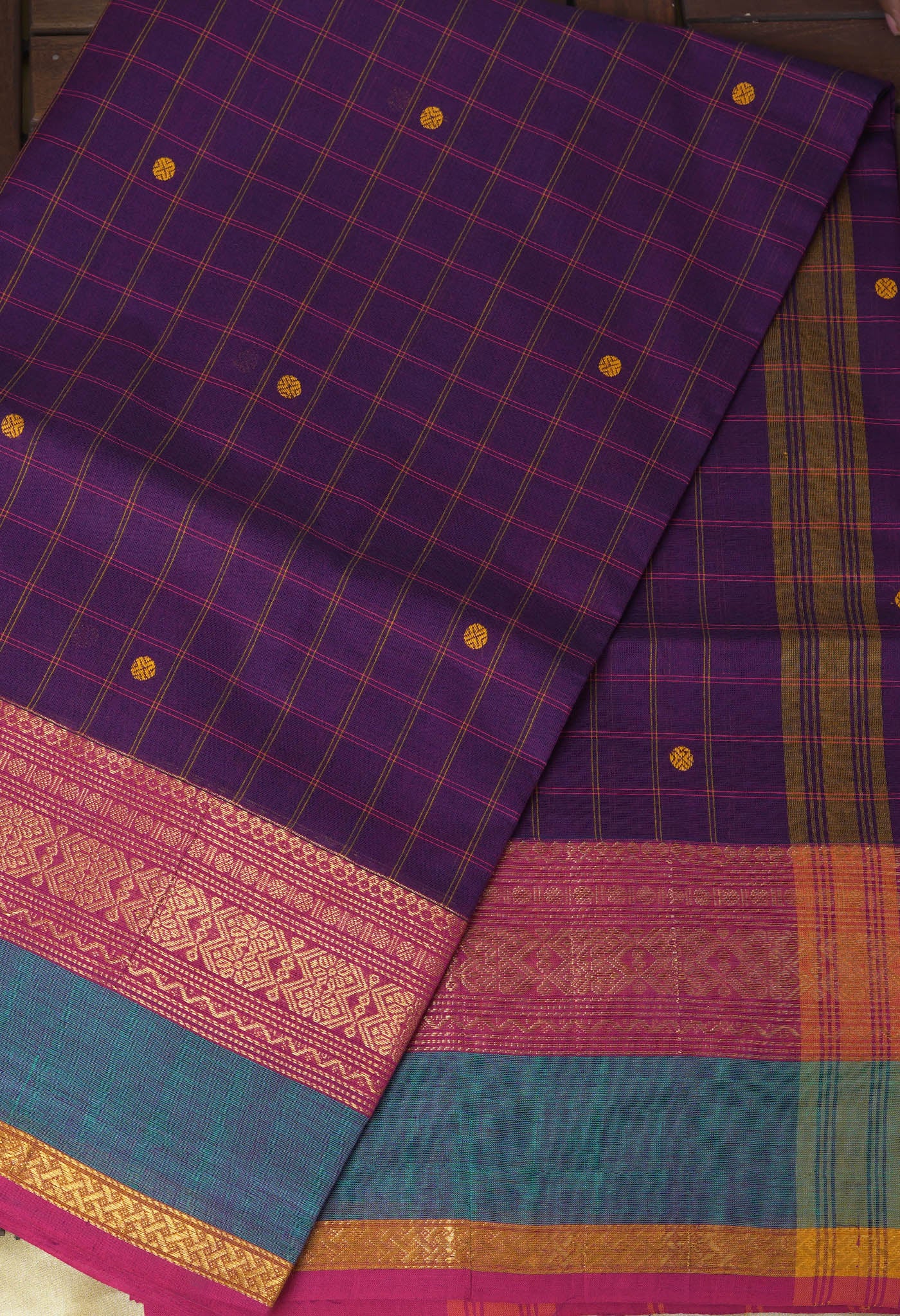 Violet Pure Pavani Handcrafted Kanchi Cotton Saree-UNM82842
