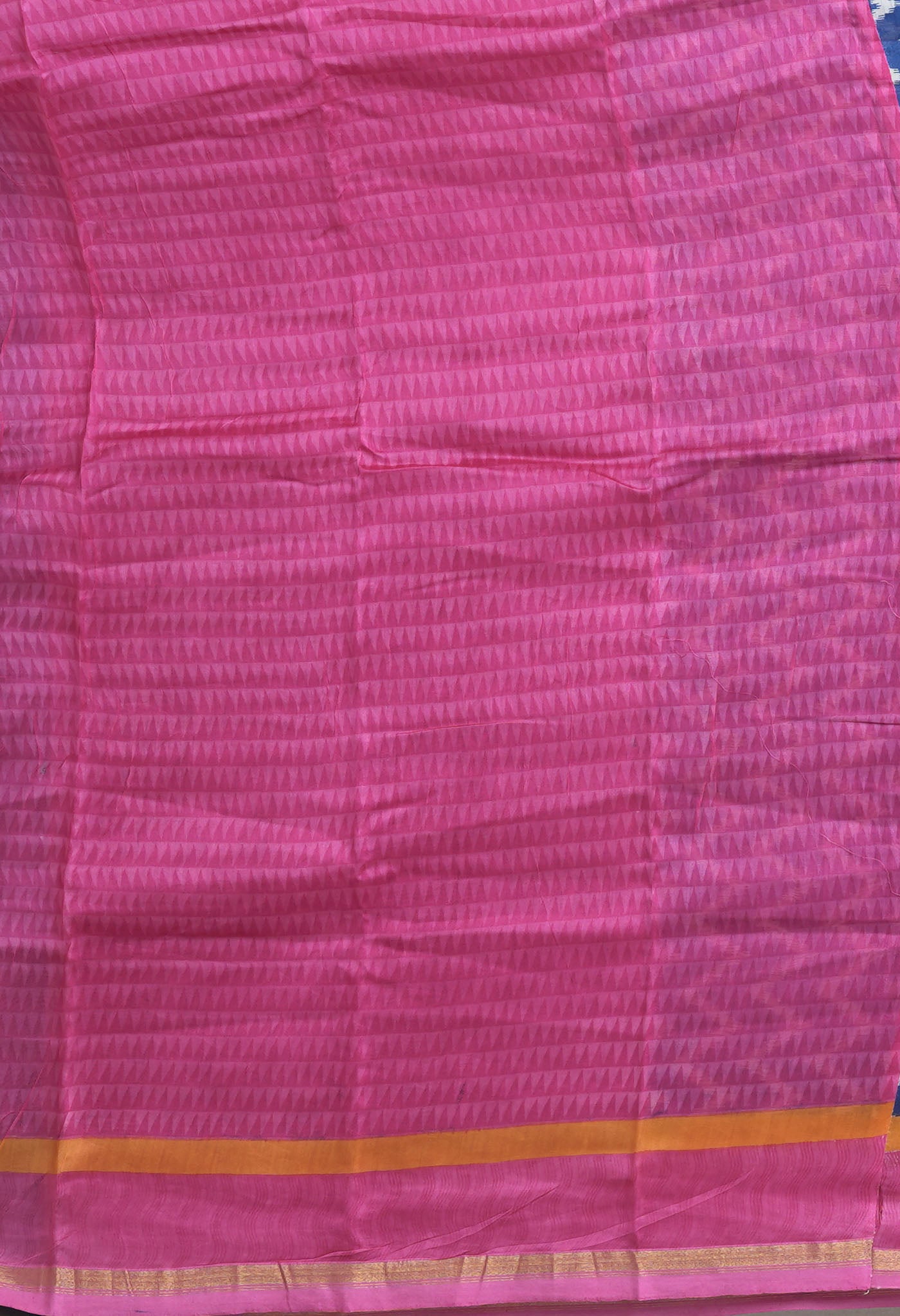 Navy Blue-Pink Pure Designer Printed Chanderi Sico Saree-UNM82865