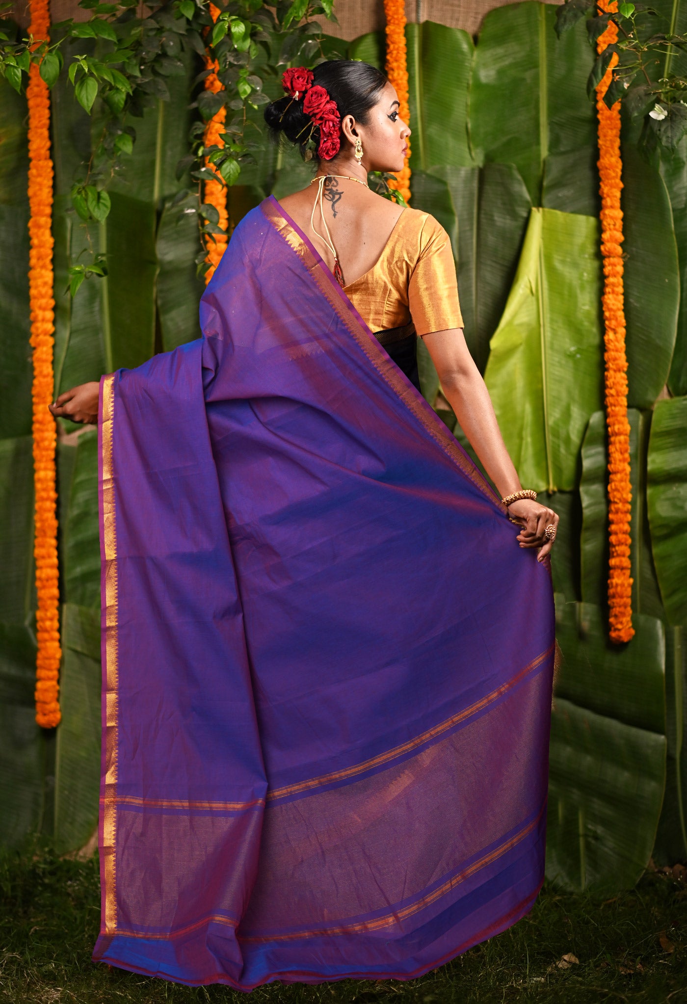 Blue Pure Plain Mangalgiri Cotton Saree-UNM82889