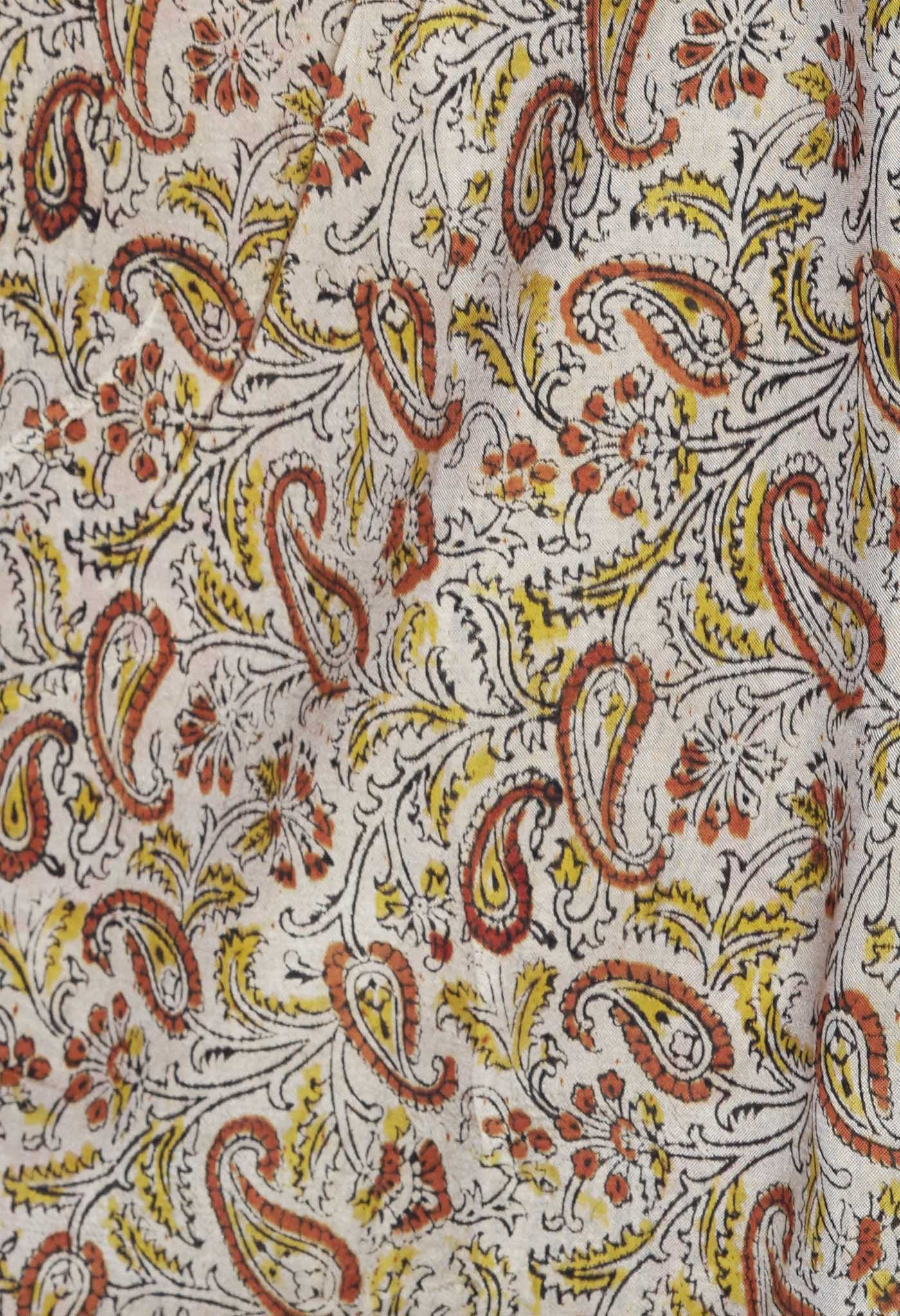 Yellow Pure Kalamkari Printed Soft Silk Saree-UNM82896