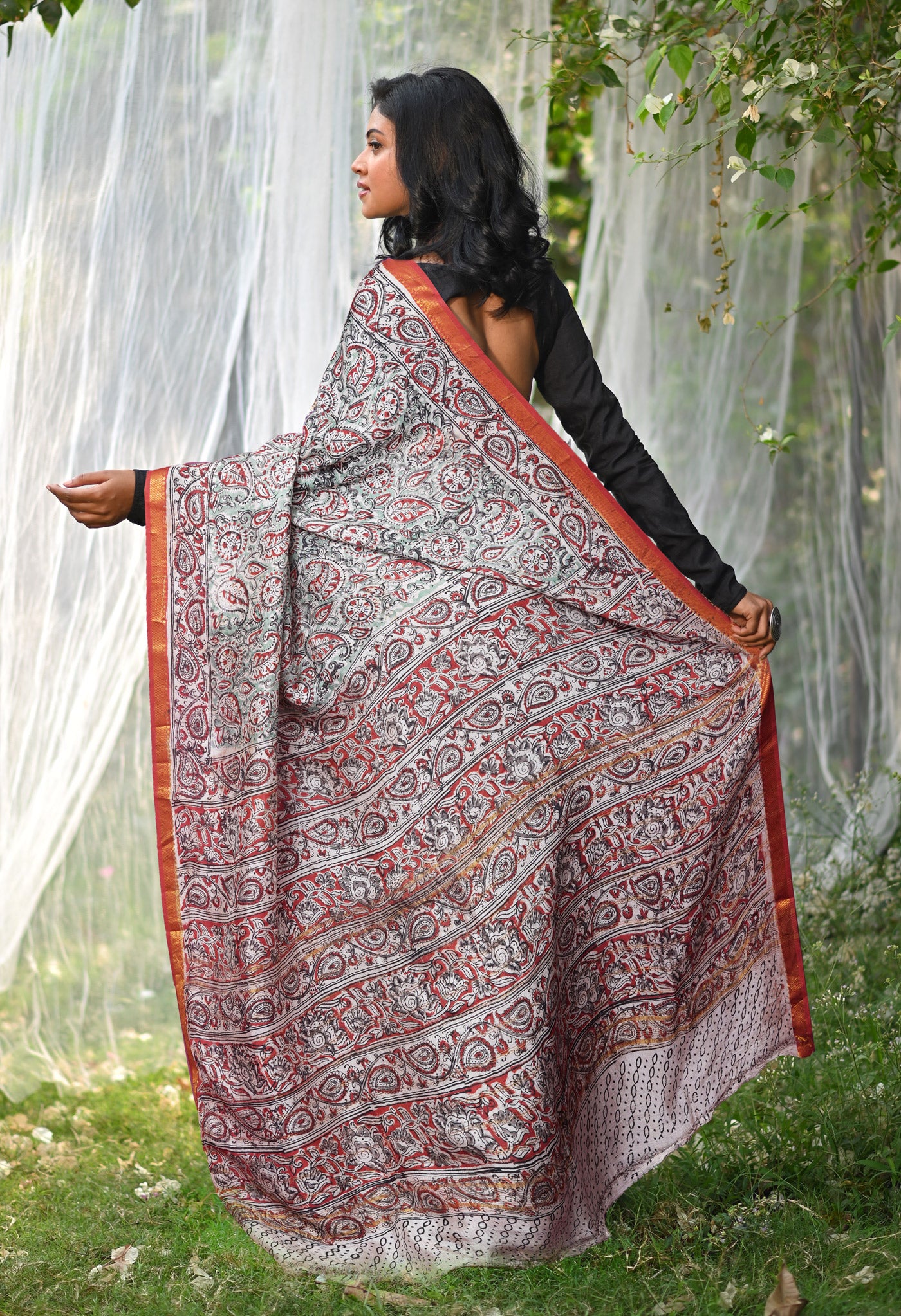 Pale Pista Green Pure Kalamkari Printed Soft Silk Saree-UNM82897
