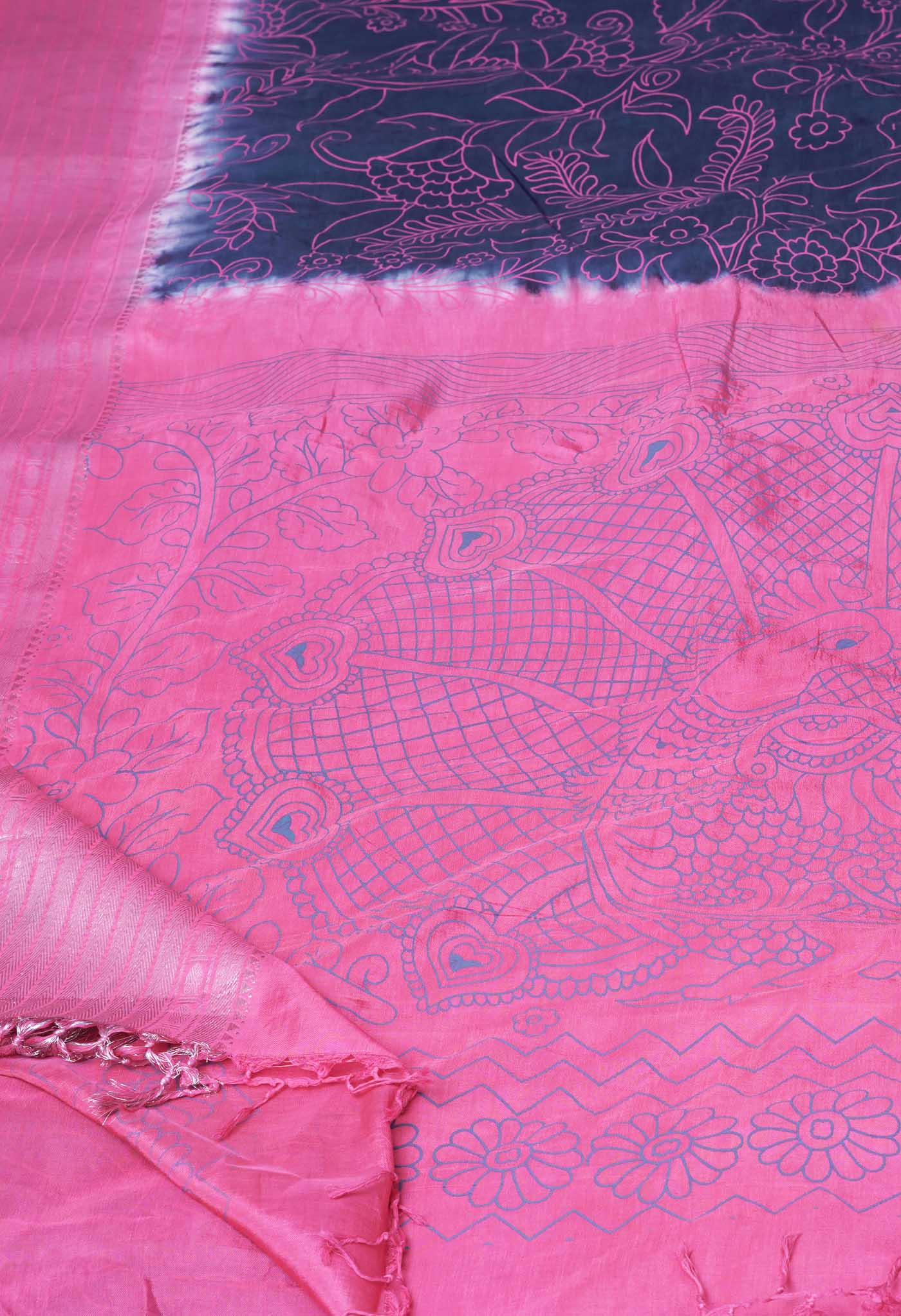 Dark Grey-Pink Pure Designer Printed Soft Silk Saree-UNM82899