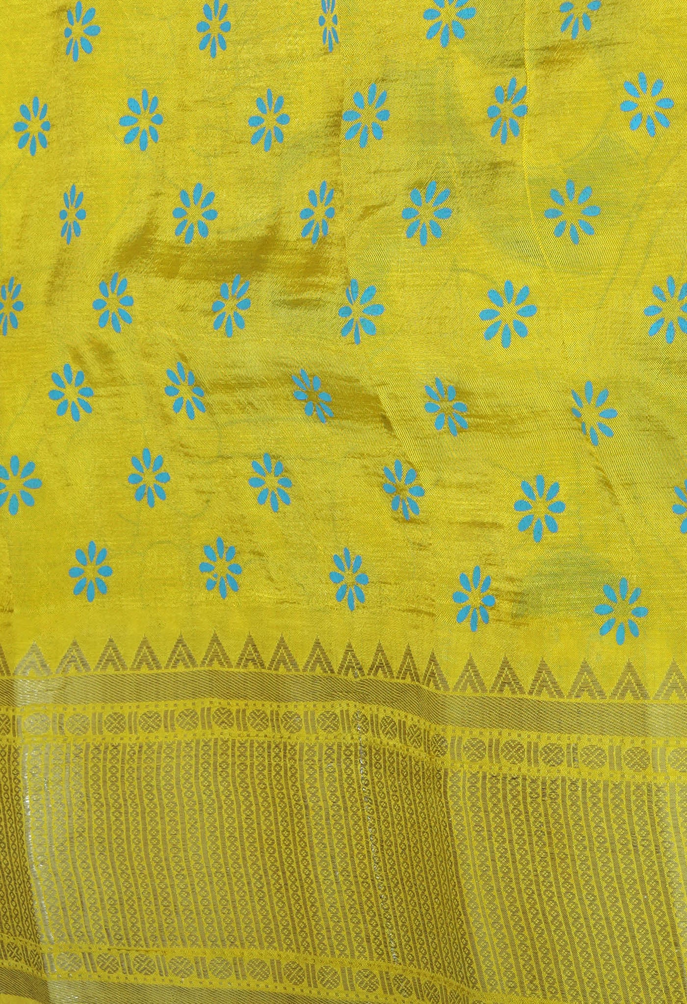 Blue-Yellow Pure Designer Printed Soft Silk Saree-UNM82902