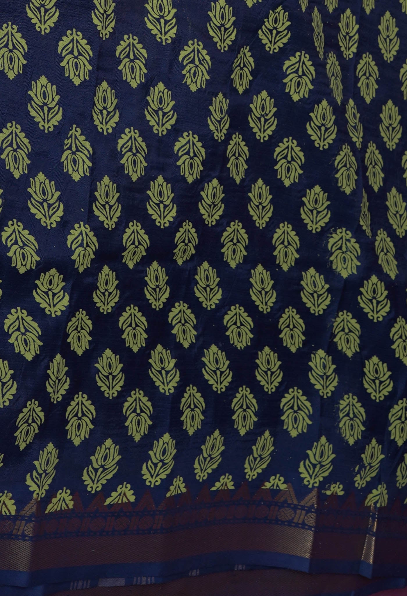 Mehendi Green-Navy Blue Pure Designer Printed Soft Silk Saree-UNM82904