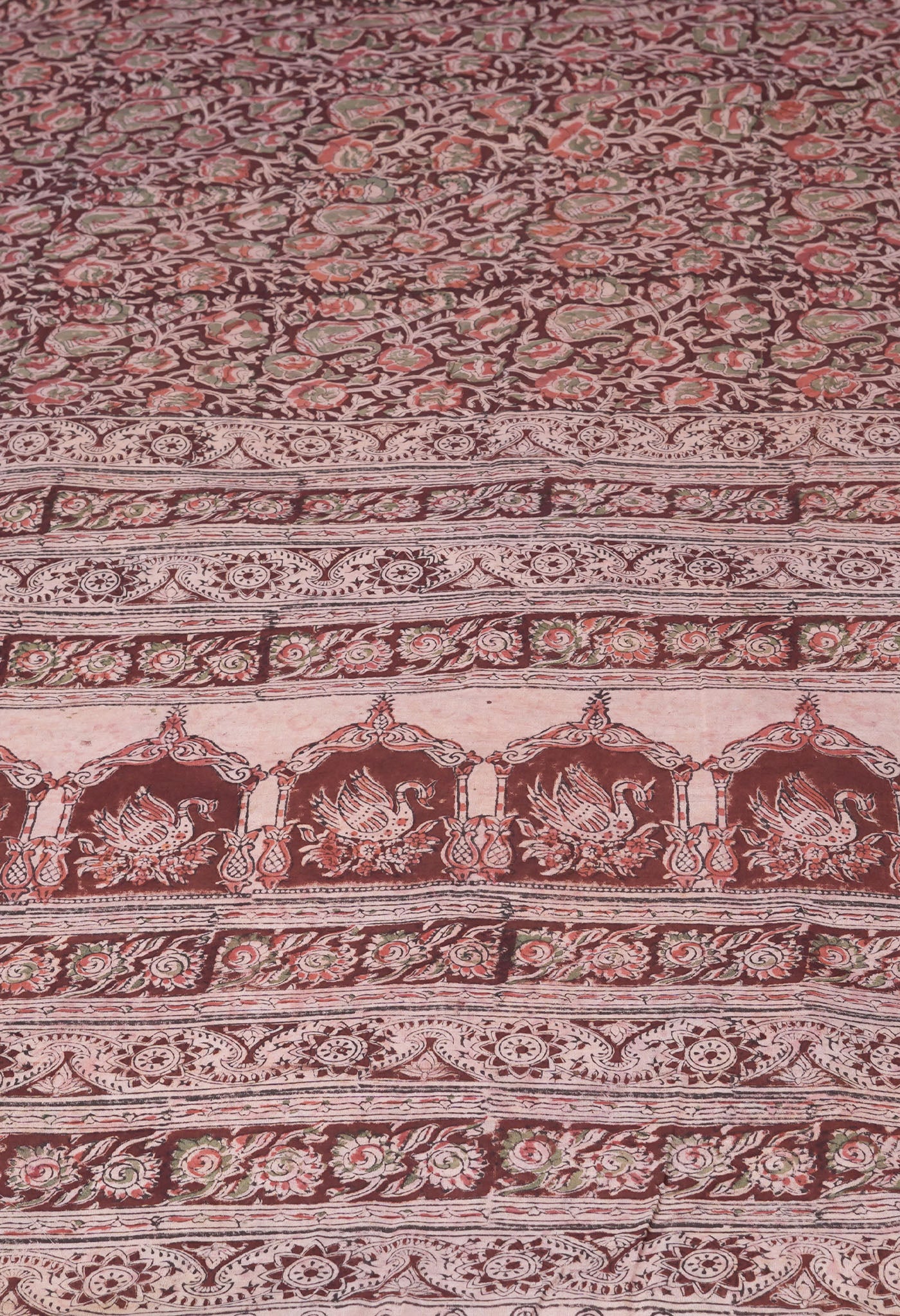 Maroon Pure Kalamkari Printed Soft Mulmul Cotton Saree-UNM82908