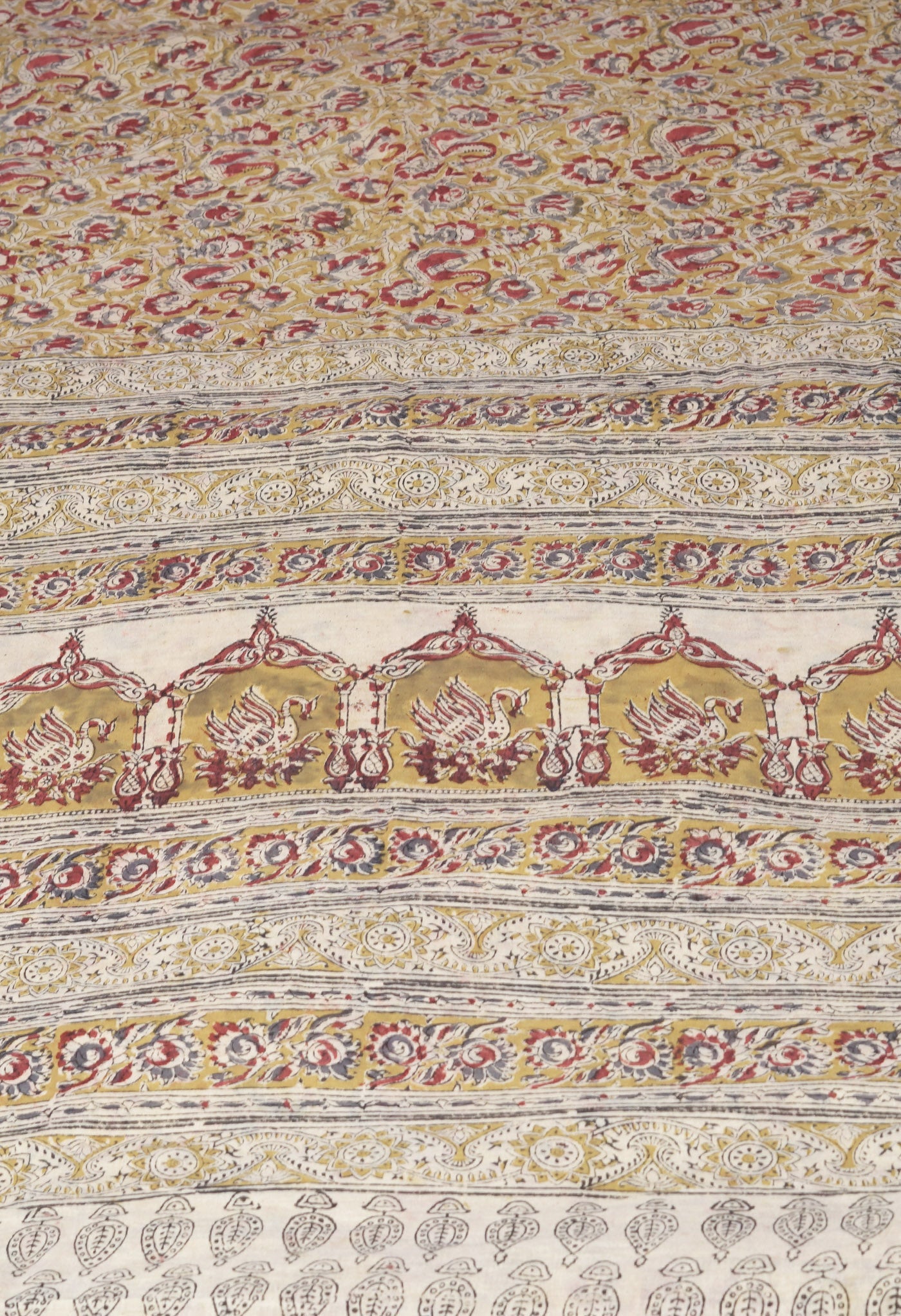 Yellow Pure Kalamkari Printed Soft Mulmul Cotton Saree-UNM82911