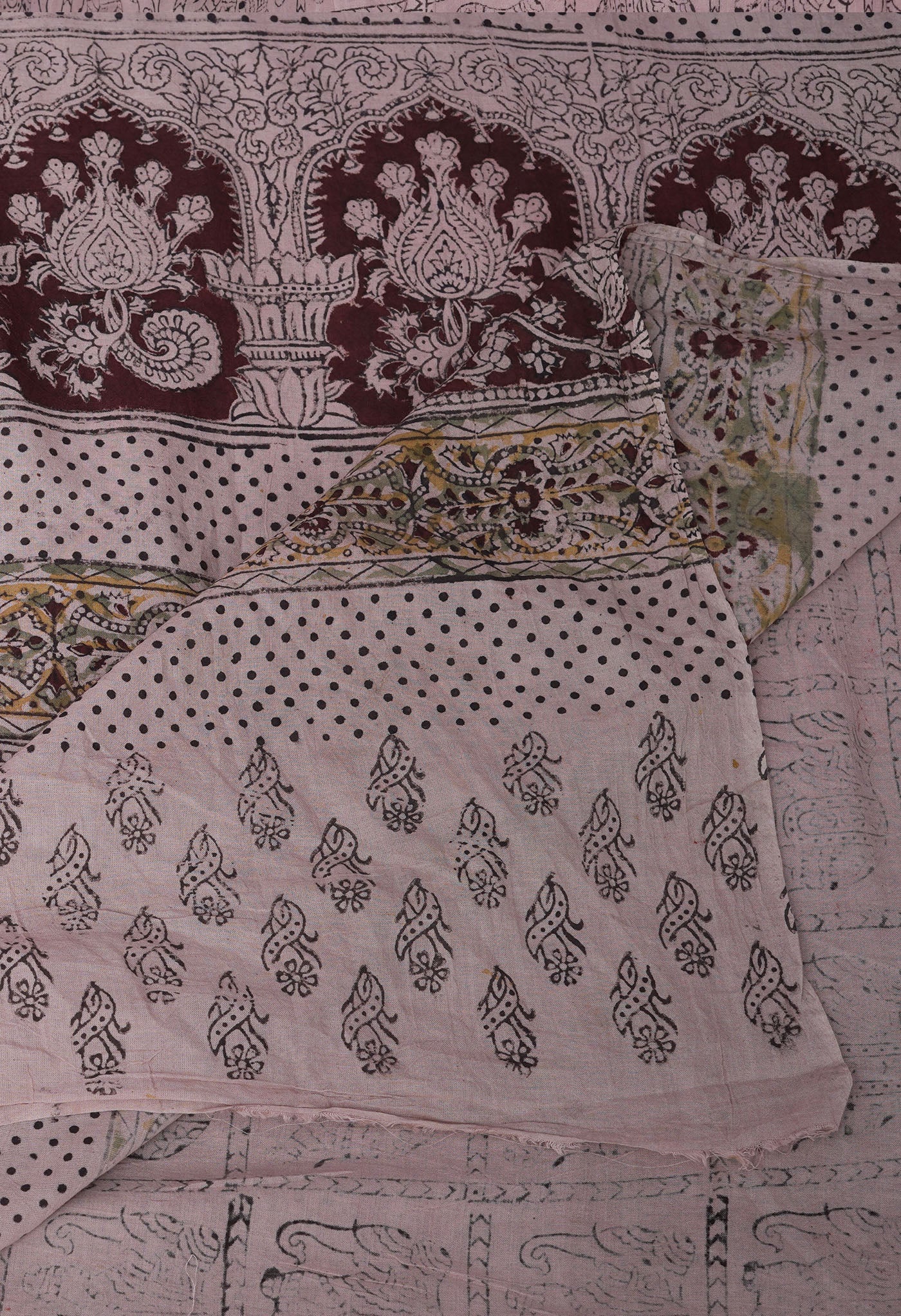 Red Pure Kalamkari Printed Soft Mulmul Cotton Saree-UNM82912