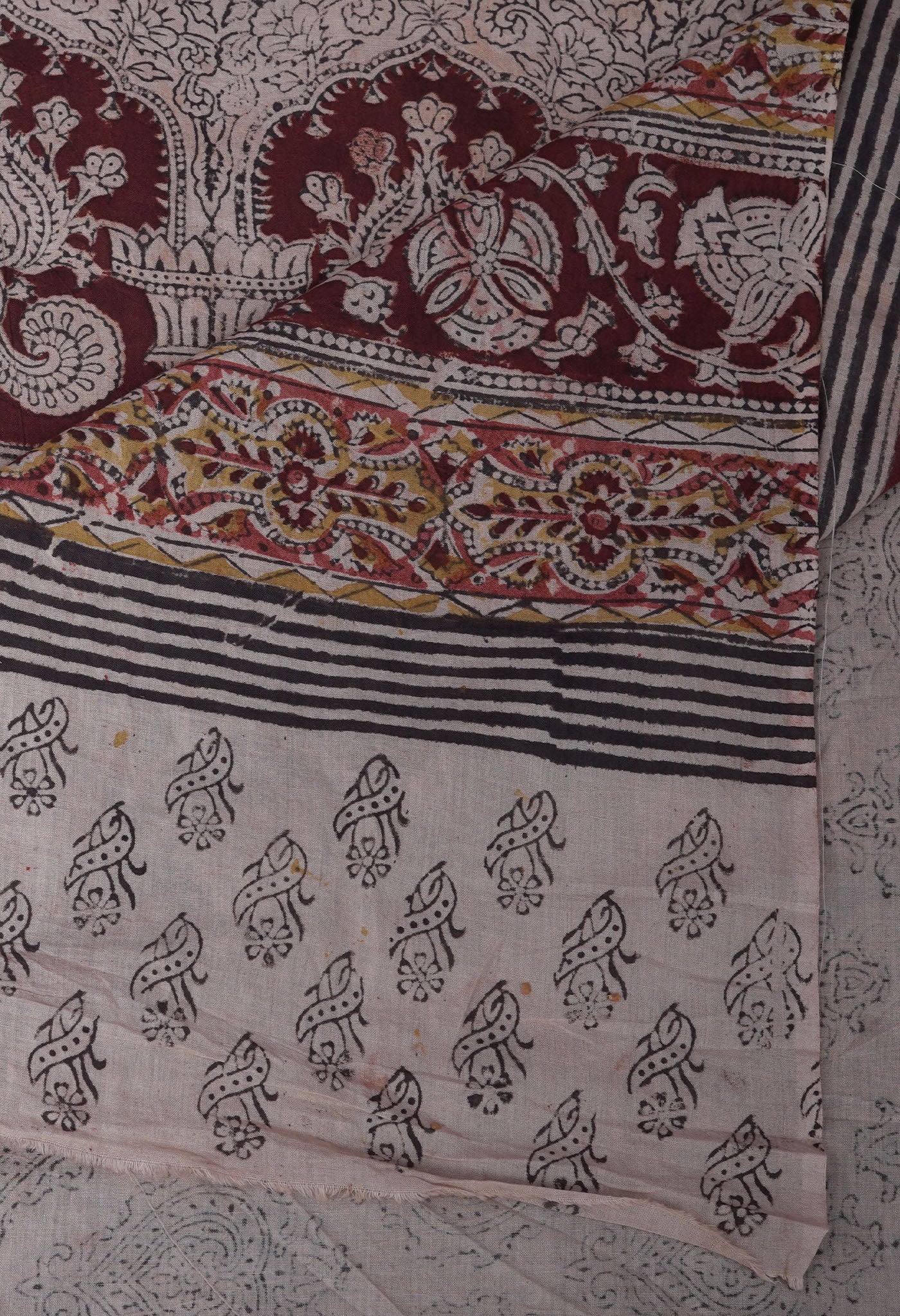 Maroon Pure Kalamkari Printed Soft Mulmul Cotton Saree-UNM82914