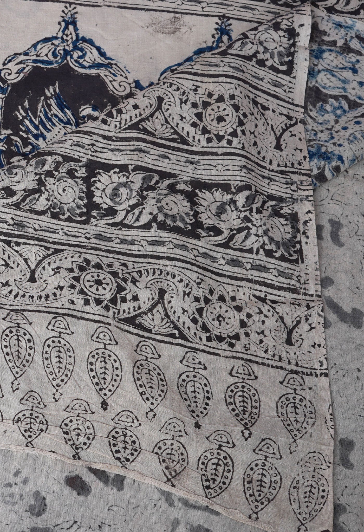 Black Pure Kalamkari Printed Soft Mulmul Cotton Saree-UNM82916