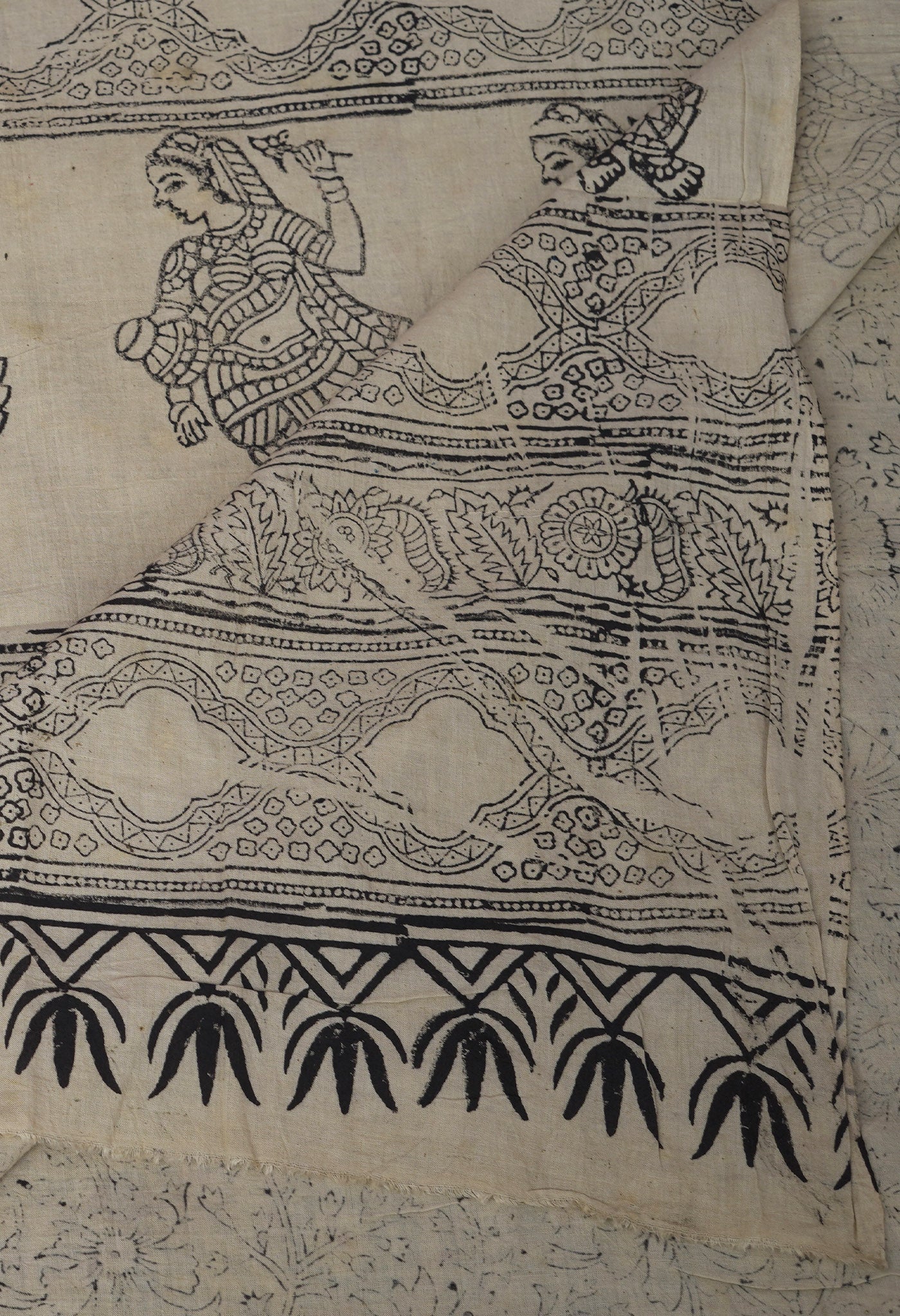 Green Pure Kalamkari Printed Soft Mulmul Cotton Saree-UNM82917