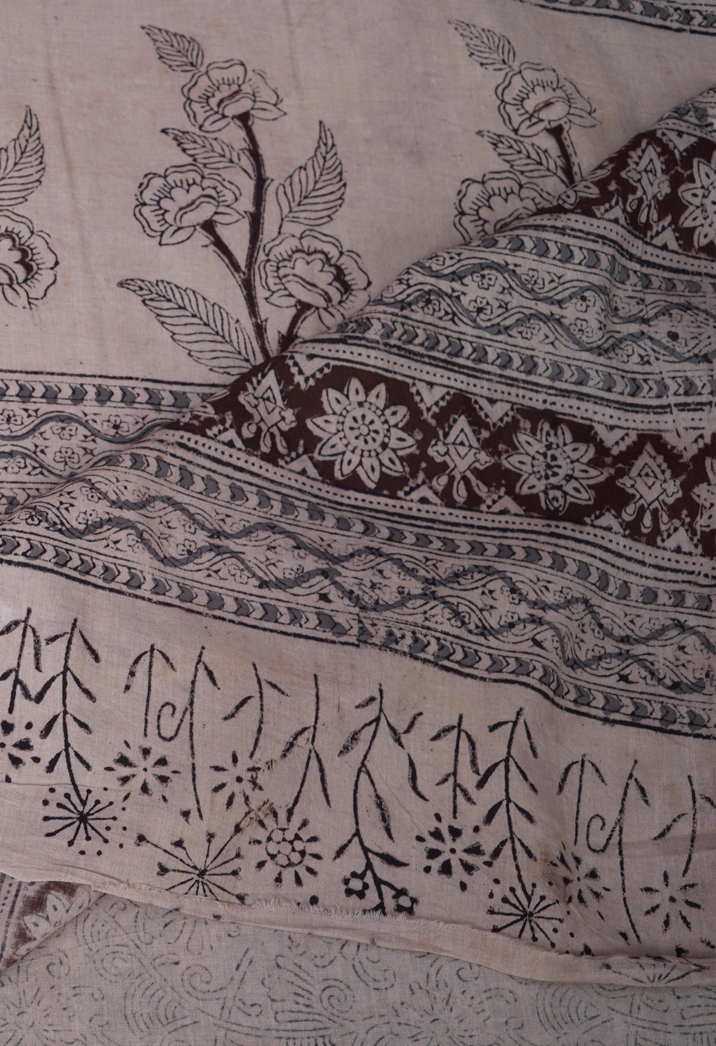 Maroon Pure Kalamkari Printed Soft Mulmul Cotton Saree-UNM82918
