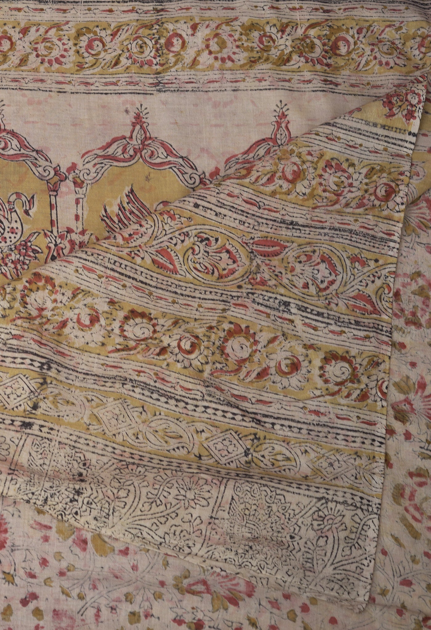 Grey Pure Kalamkari Printed Soft Mulmul Cotton Saree-UNM82919