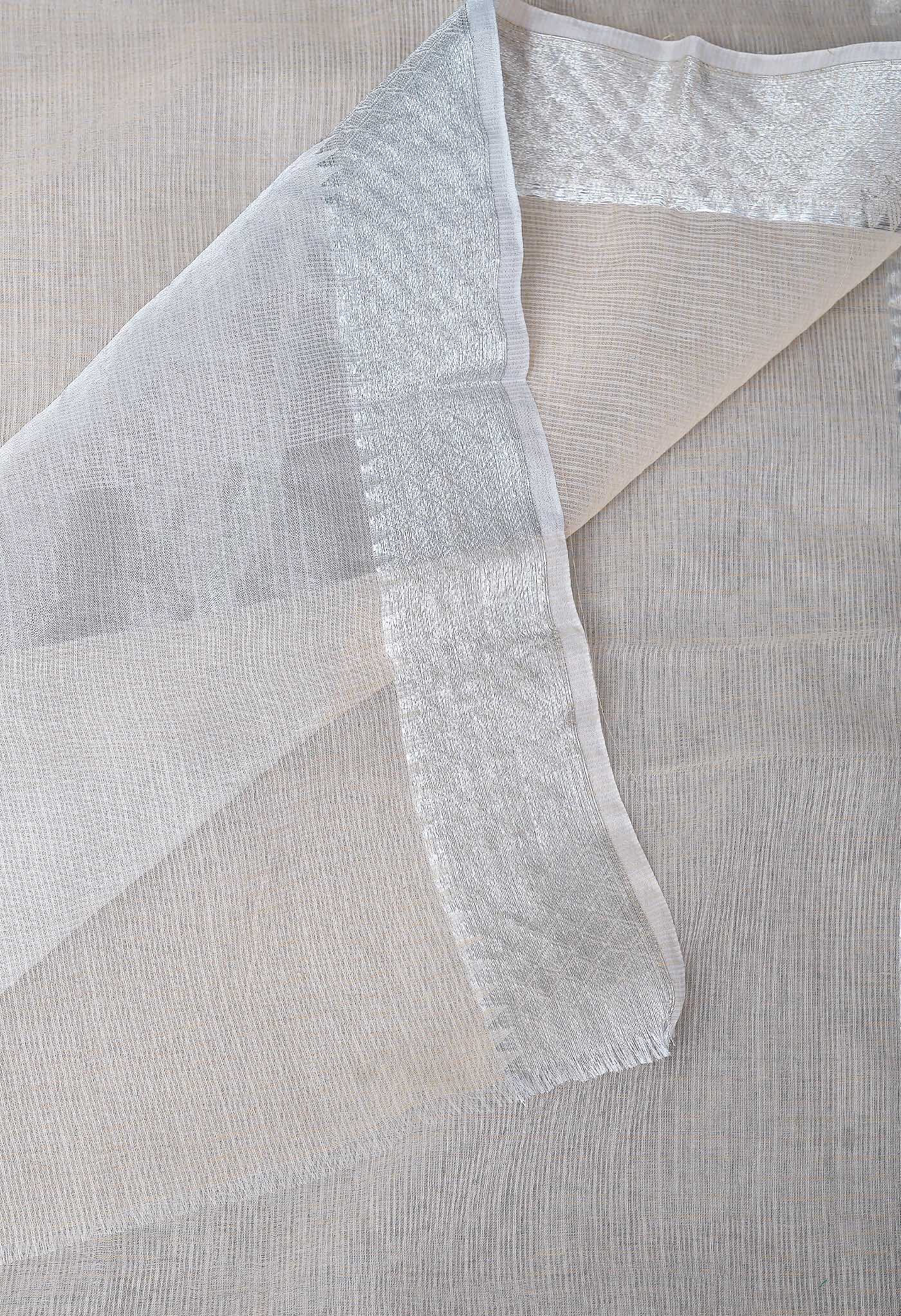 Cream Pure Banarasi Kota Saree-UNM82925