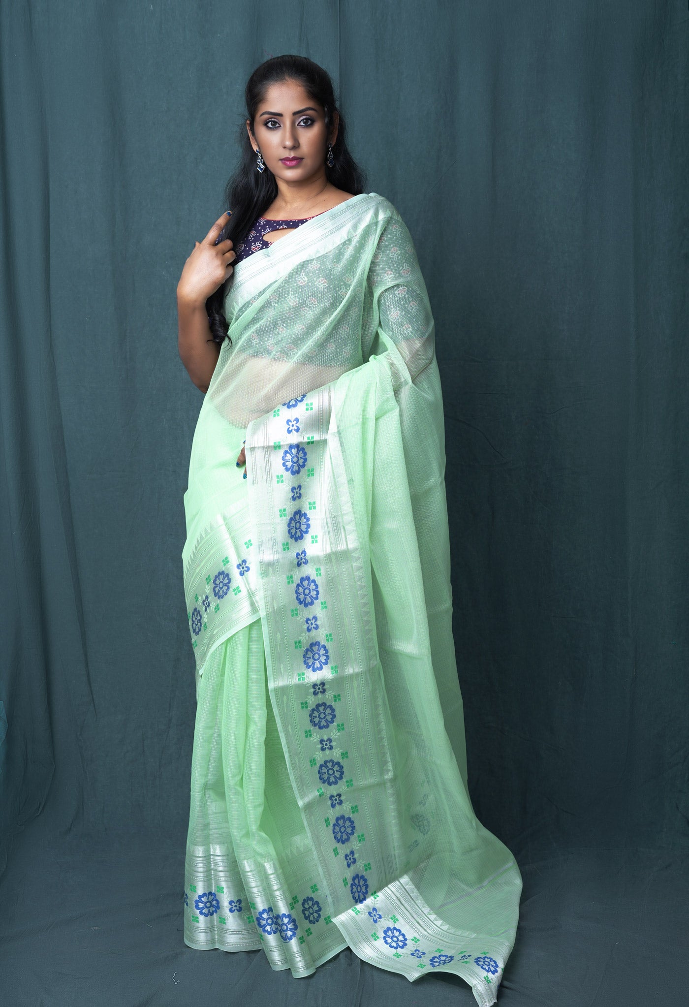 Green Pure Banarasi Kota Saree-UNM82933